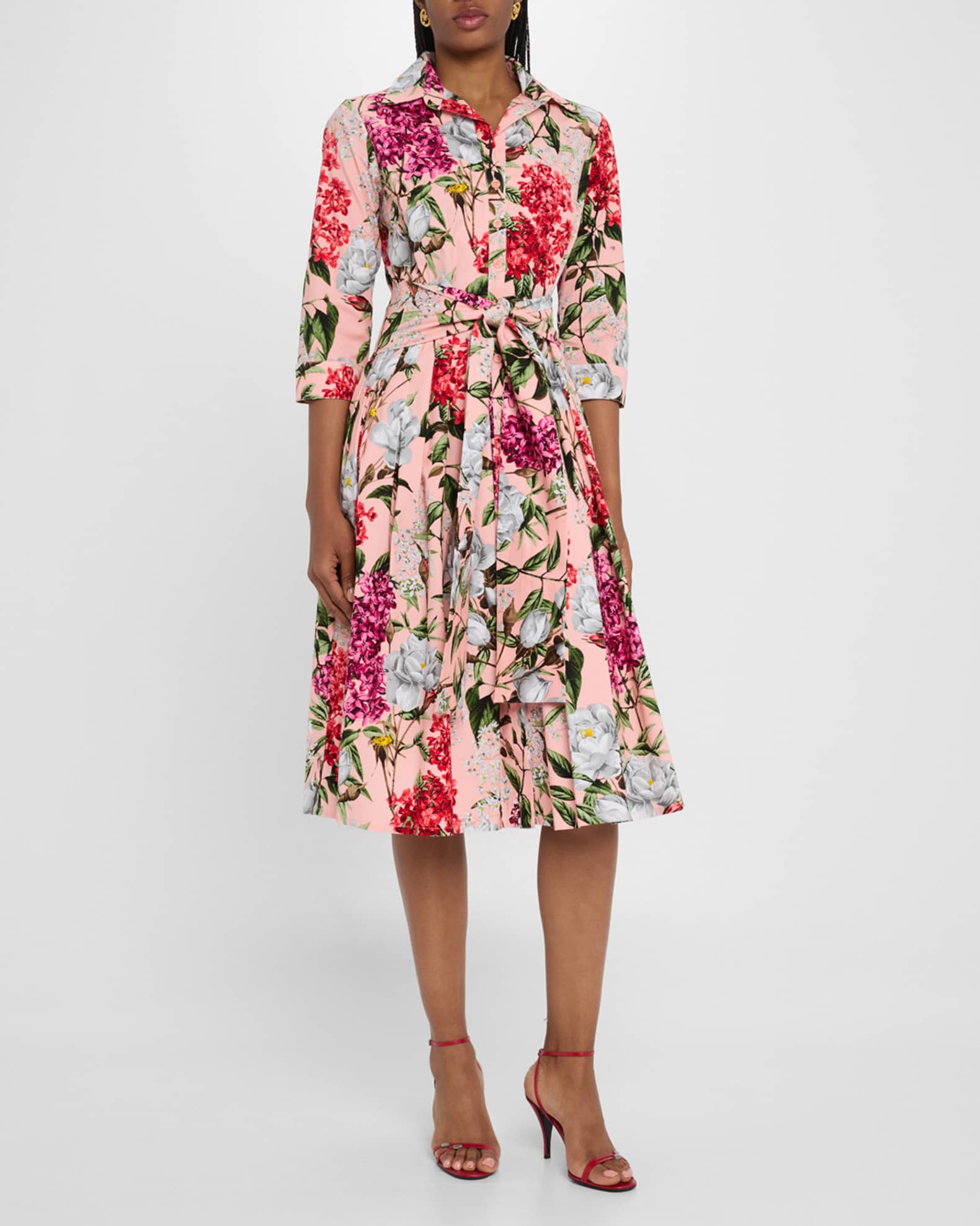 Audrey 2 Pleated Stretch Cotton Midi Shirtdress 1