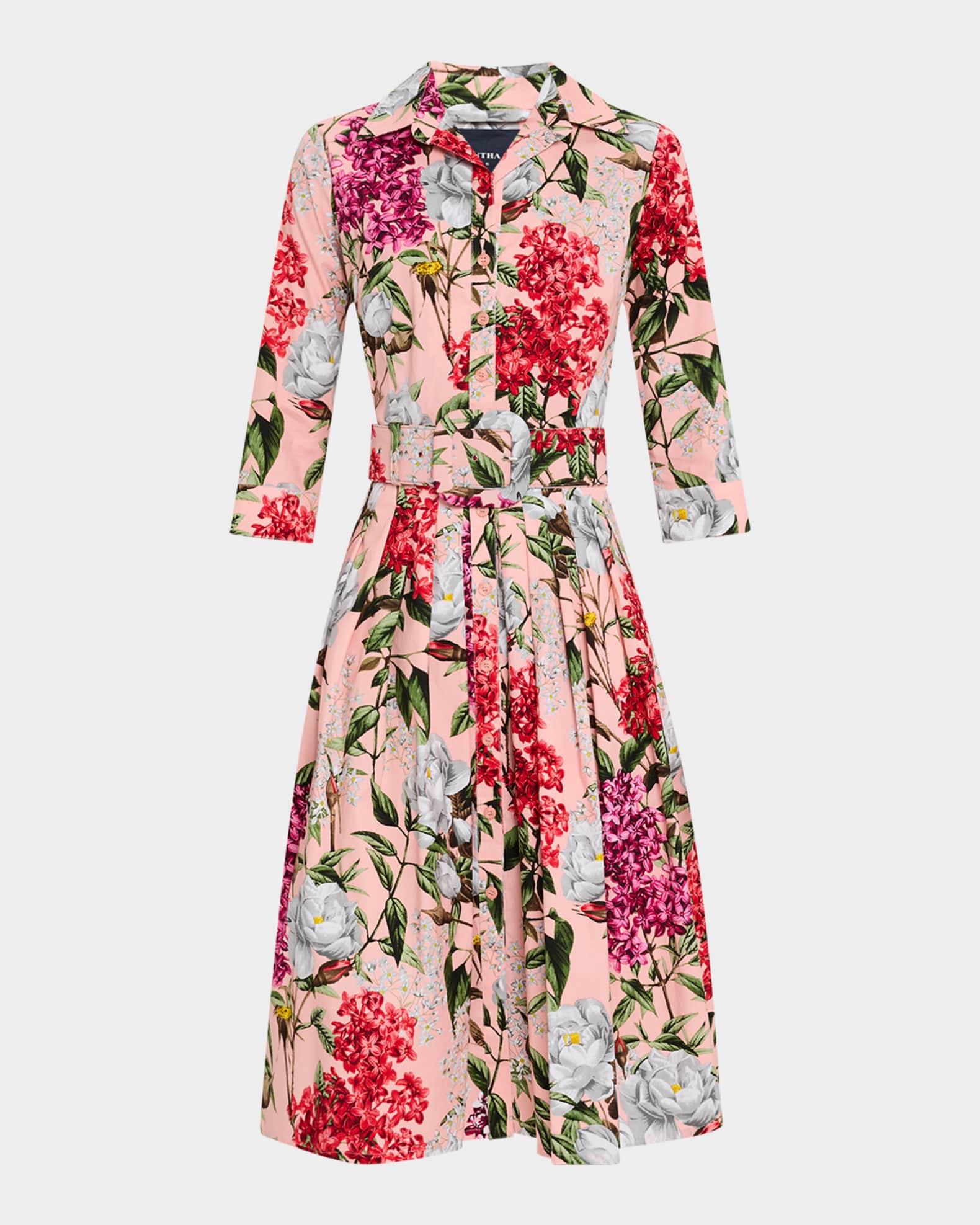 Audrey 2 Pleated Stretch Cotton Midi Shirtdress 0