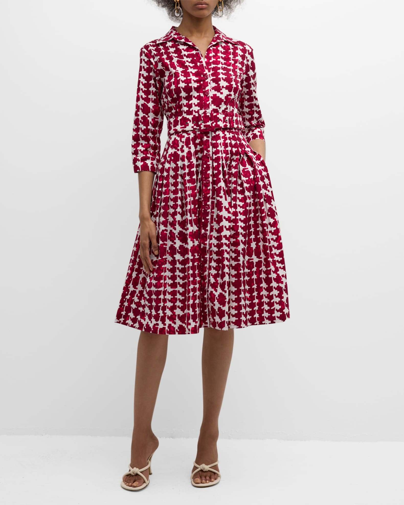 Audrey 2 Pleated Stretch Cotton Midi Shirtdress 1