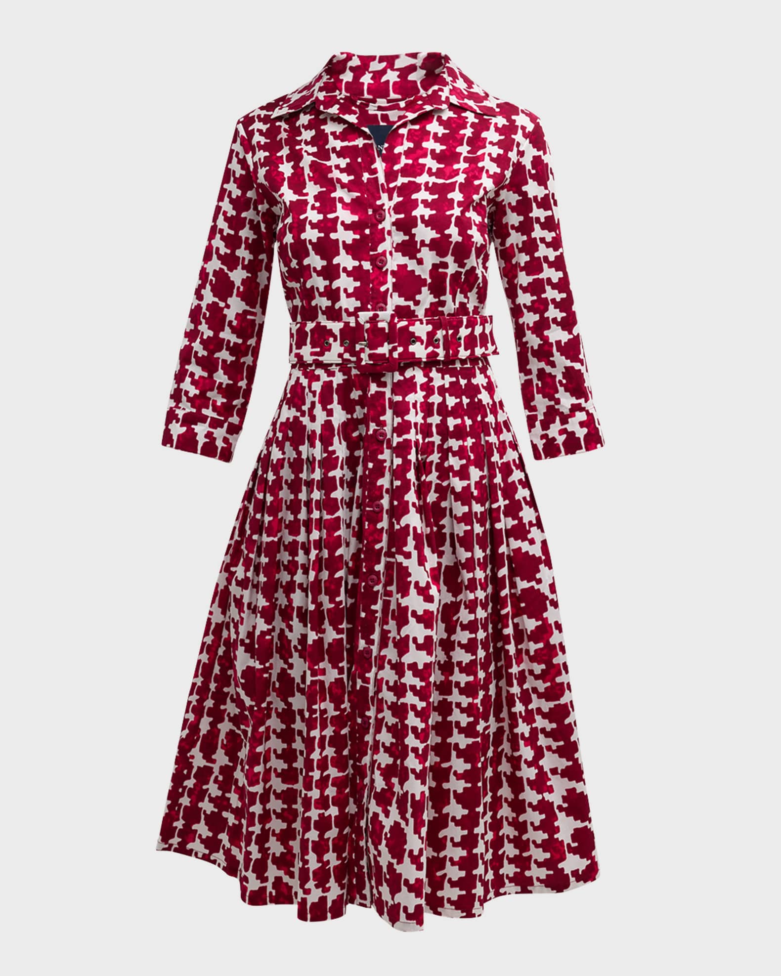 Audrey 2 Pleated Stretch Cotton Midi Shirtdress 0