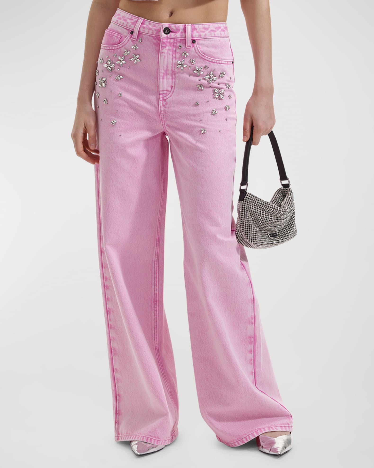 Self Portrait Wide Leg Jeans With Embellishments Aw25828pabl Blue main image 0