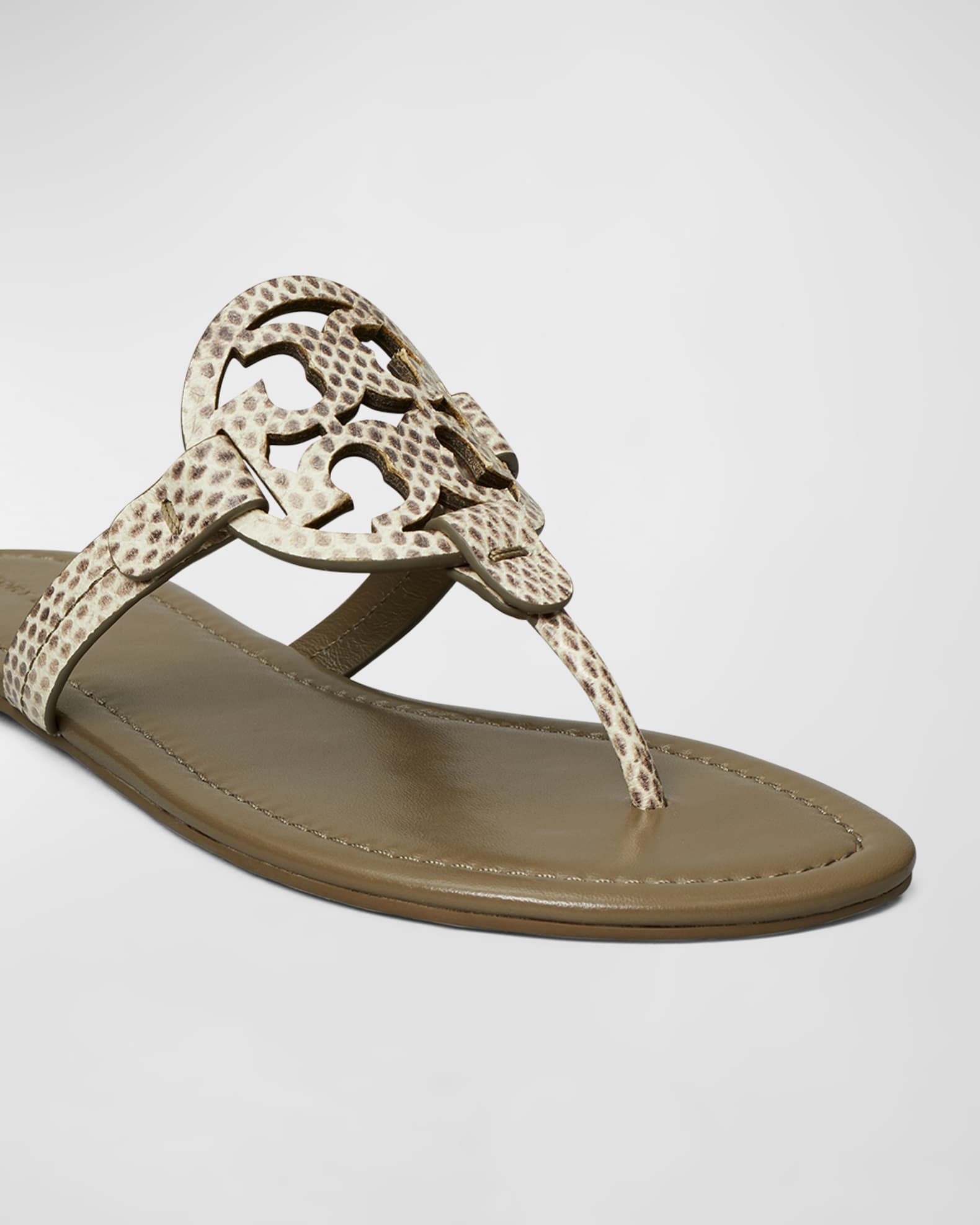Tory Burch Miller Embossed Medallion Flat Thong Sandals | Neiman Marcus