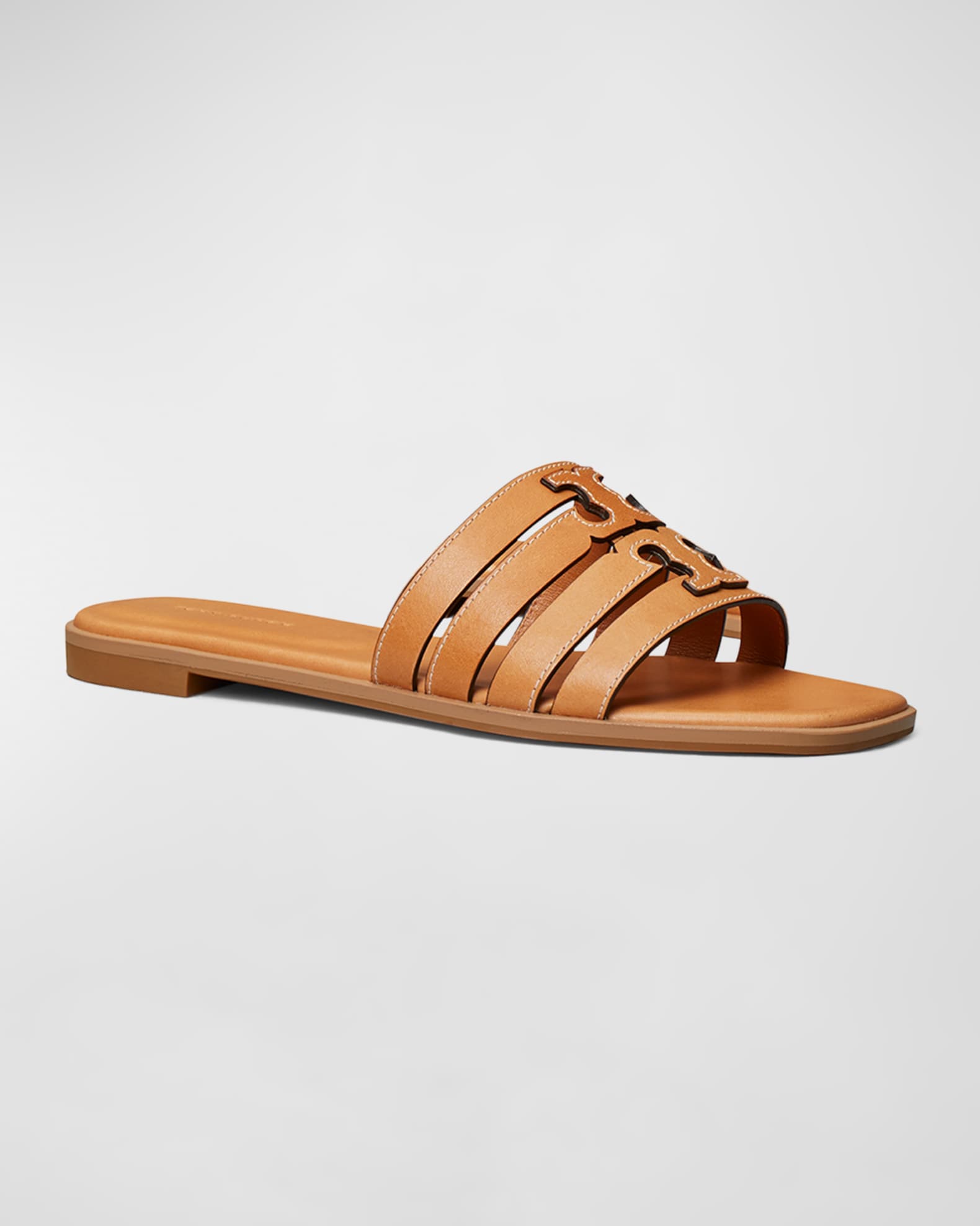 Tory Burch Ines Caged Leather Flat Slide Sandals