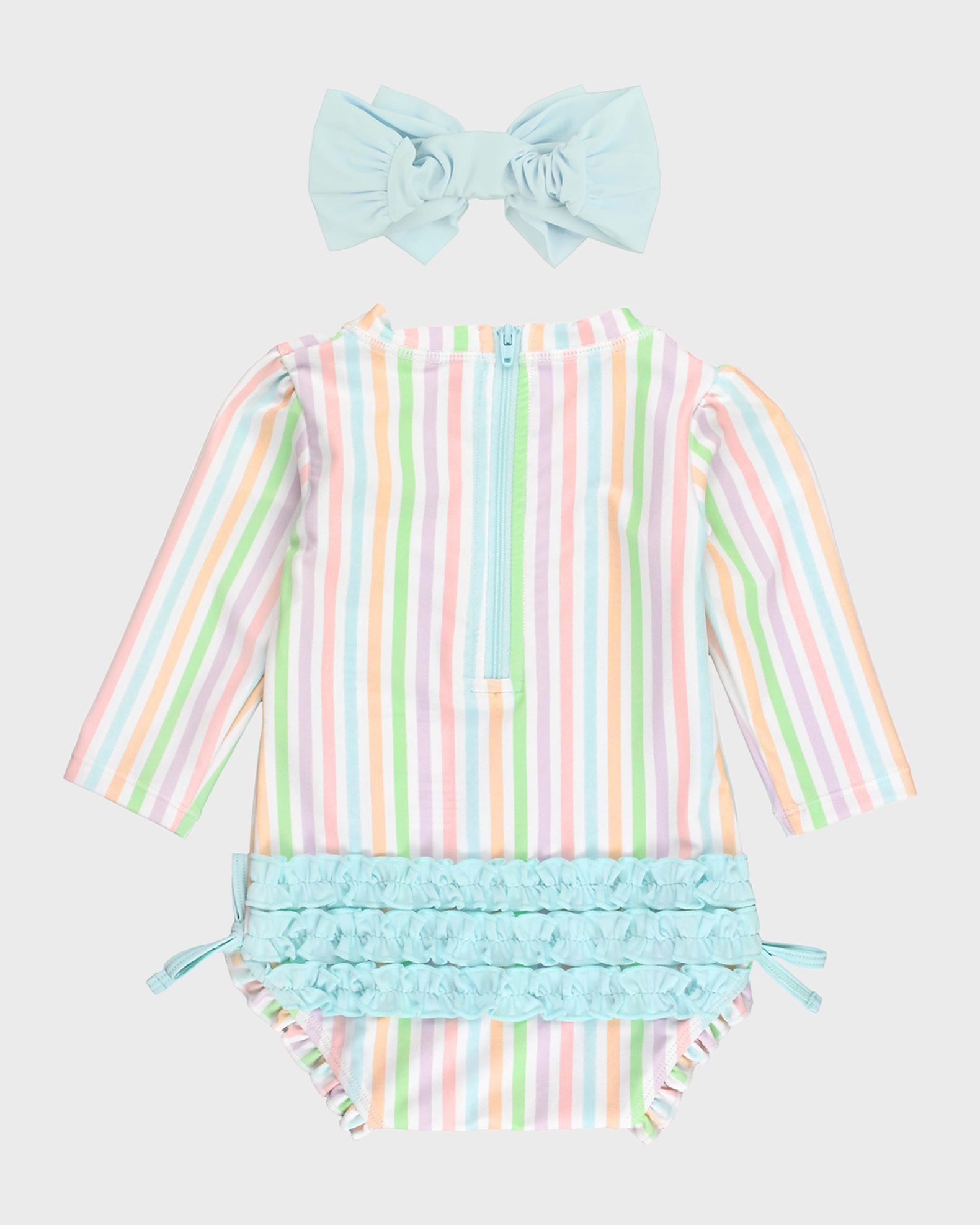 Shiny Mermaid Princess Bow Skirted Swimsuit by RuffleButts main image 1