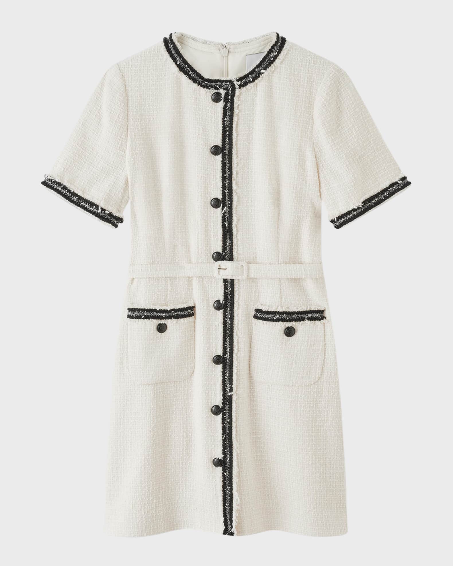 LK Bennett Charlie Belted Button Down Tweed Midi Dress Neiman Marcus