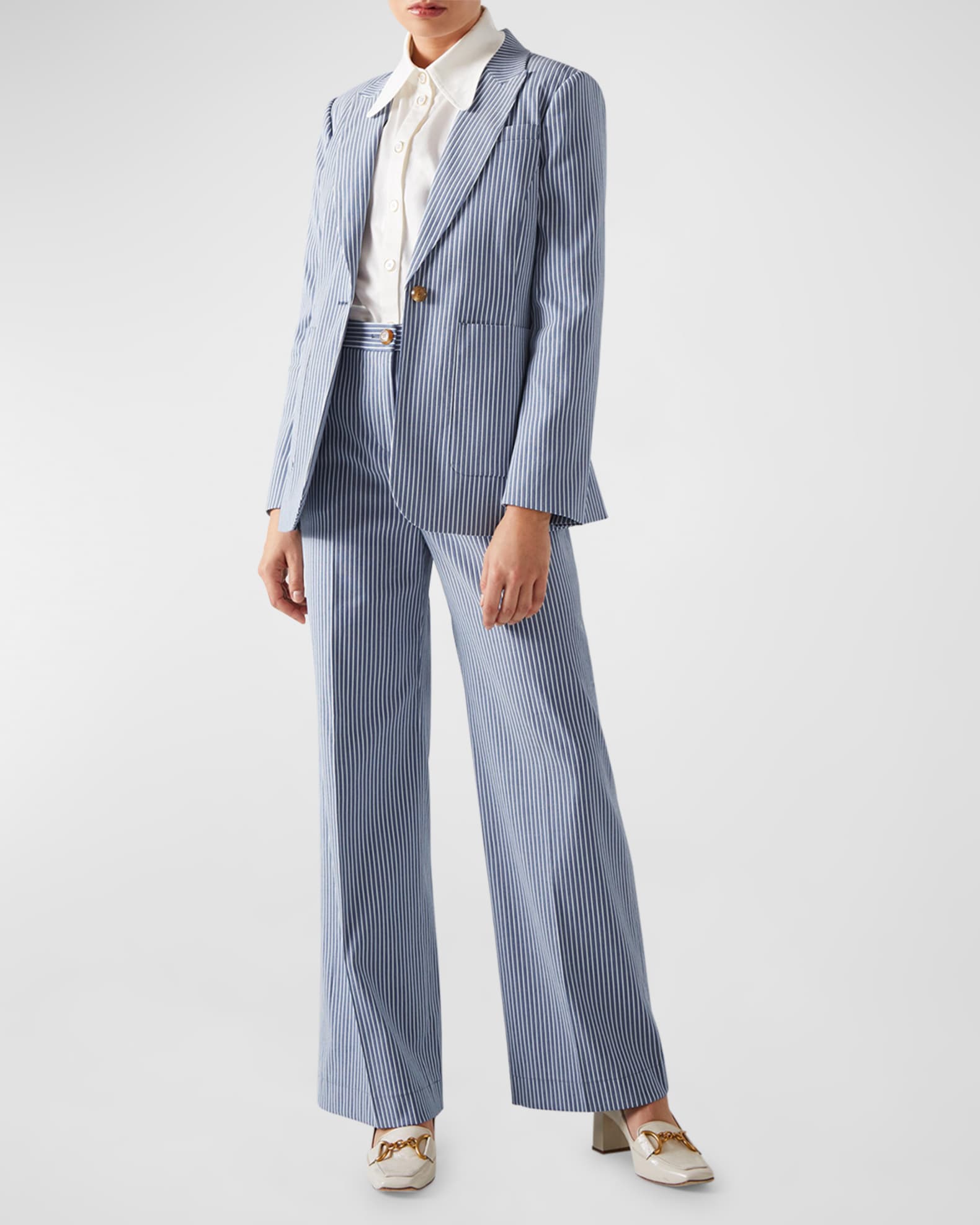 Gene Striped Single-Button Blazer 1