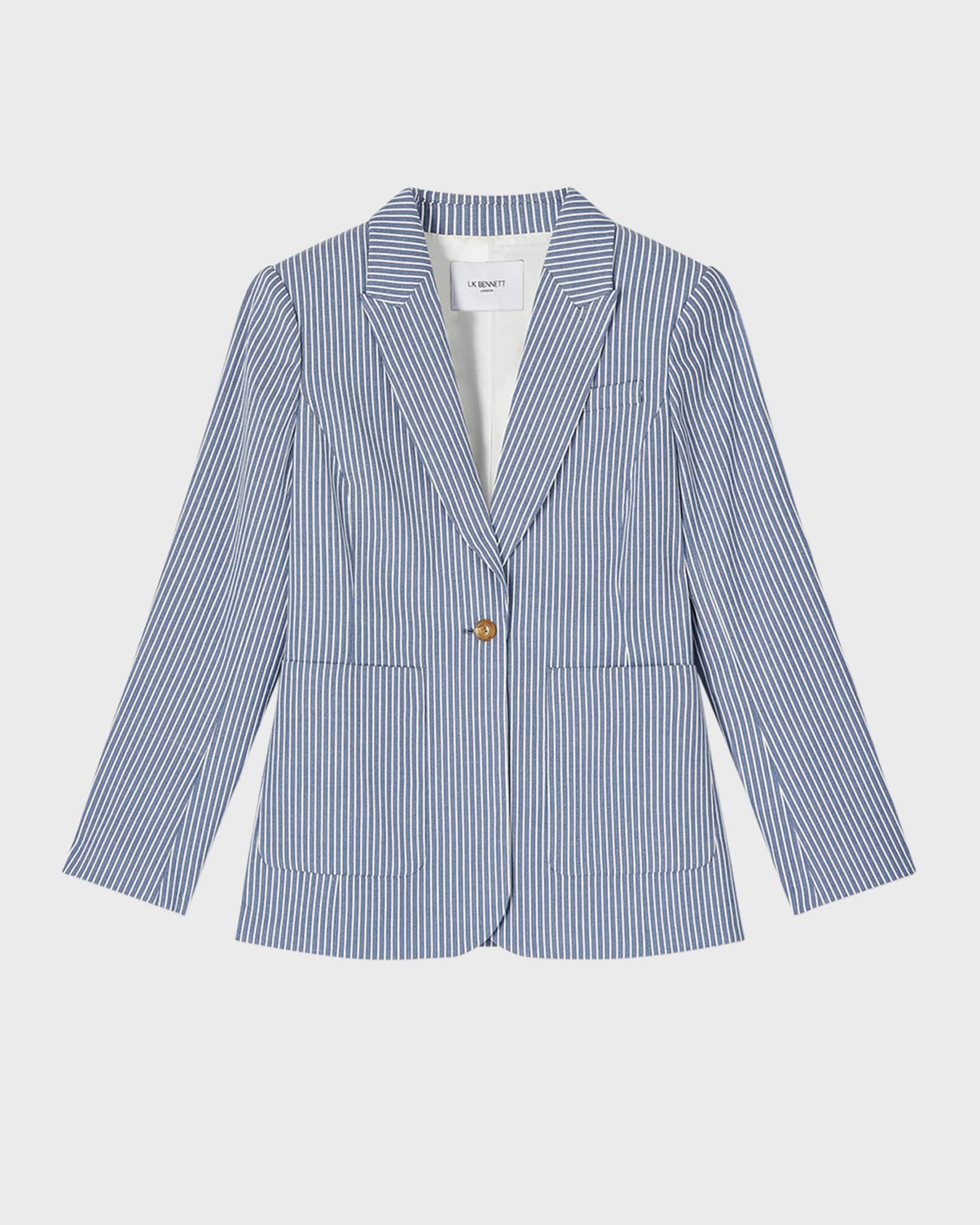 Gene Striped Single-Button Blazer 0