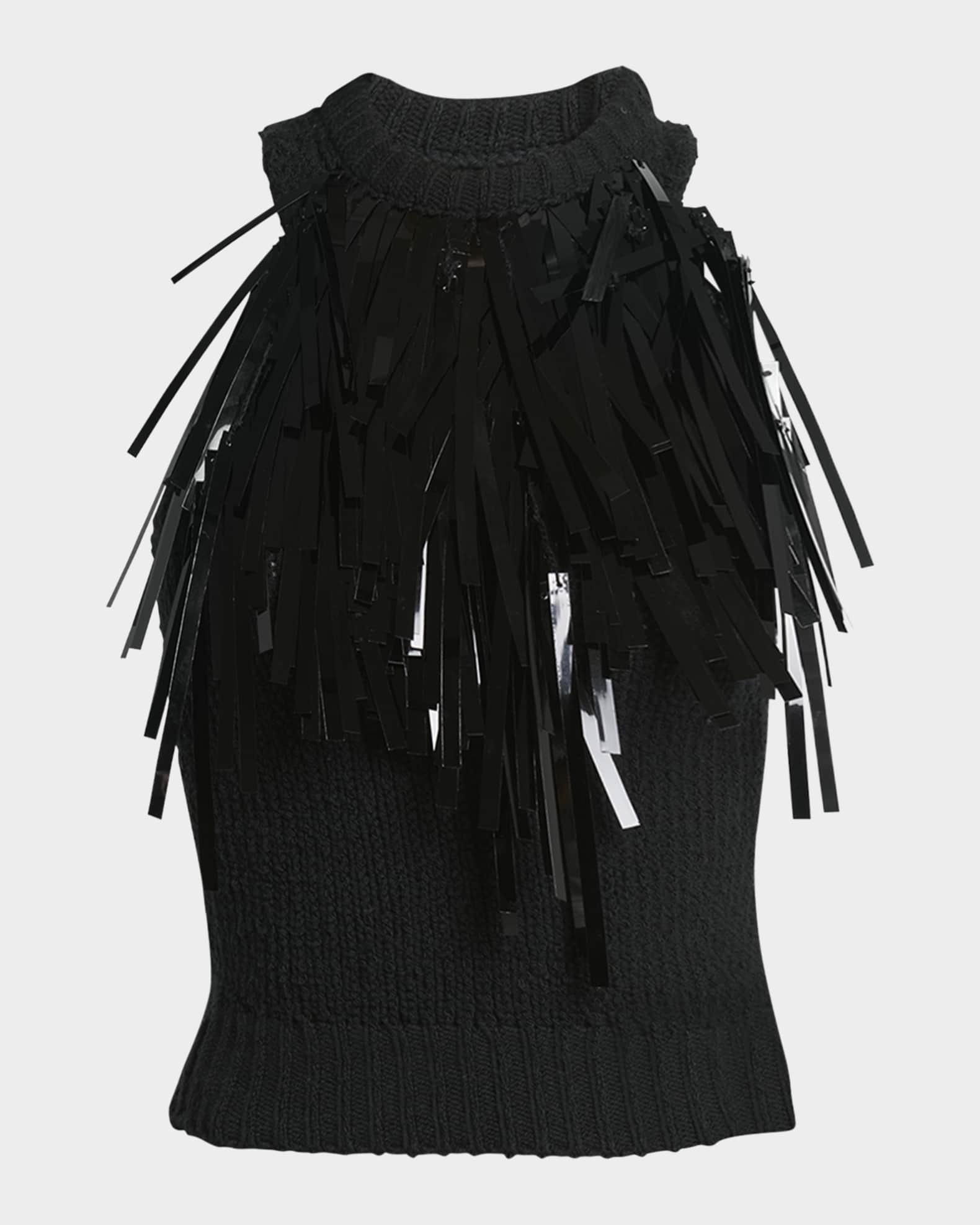 Jil Sander Fringe High-Neck Knit Top | Neiman Marcus