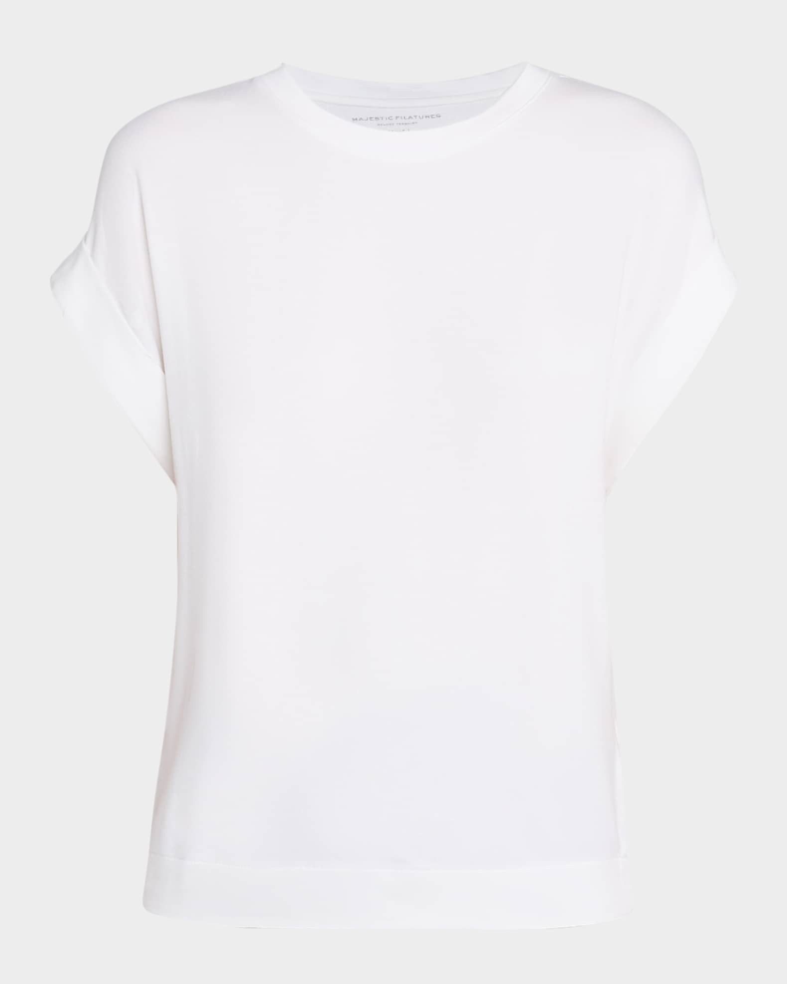 French Terry Rolled-Cuff Short-Sleeve Crewneck Tee  0