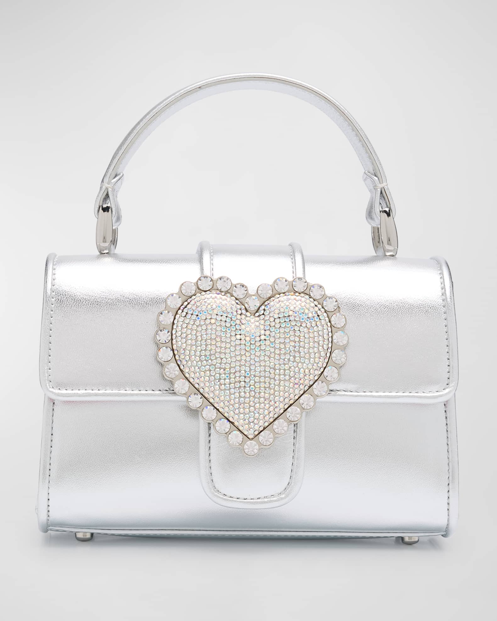 Sophia Webster Amora Heart Metallic Leather Top-Handle Bag