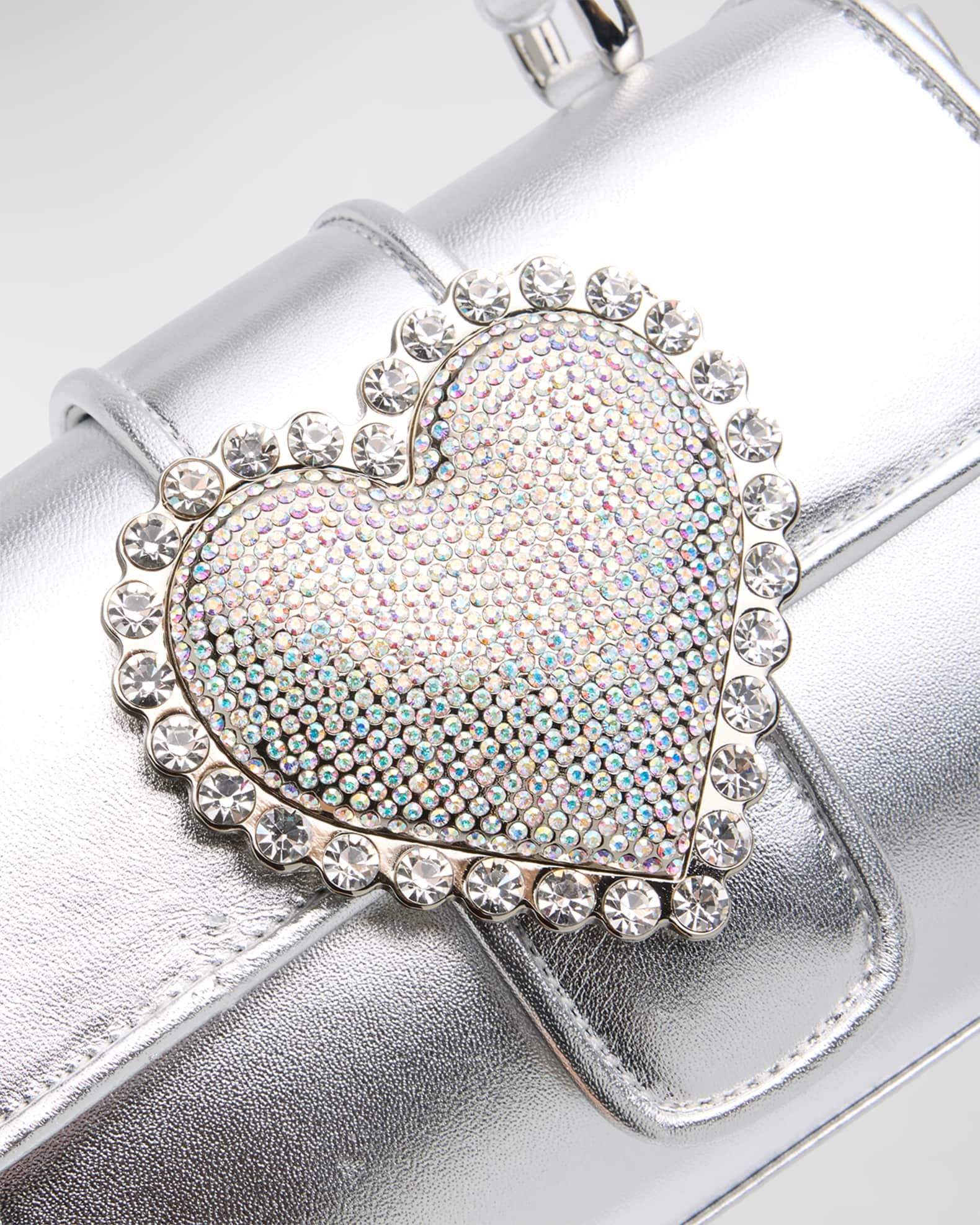 Sophia Webster Amora Heart Metallic Leather Top-Handle Bag