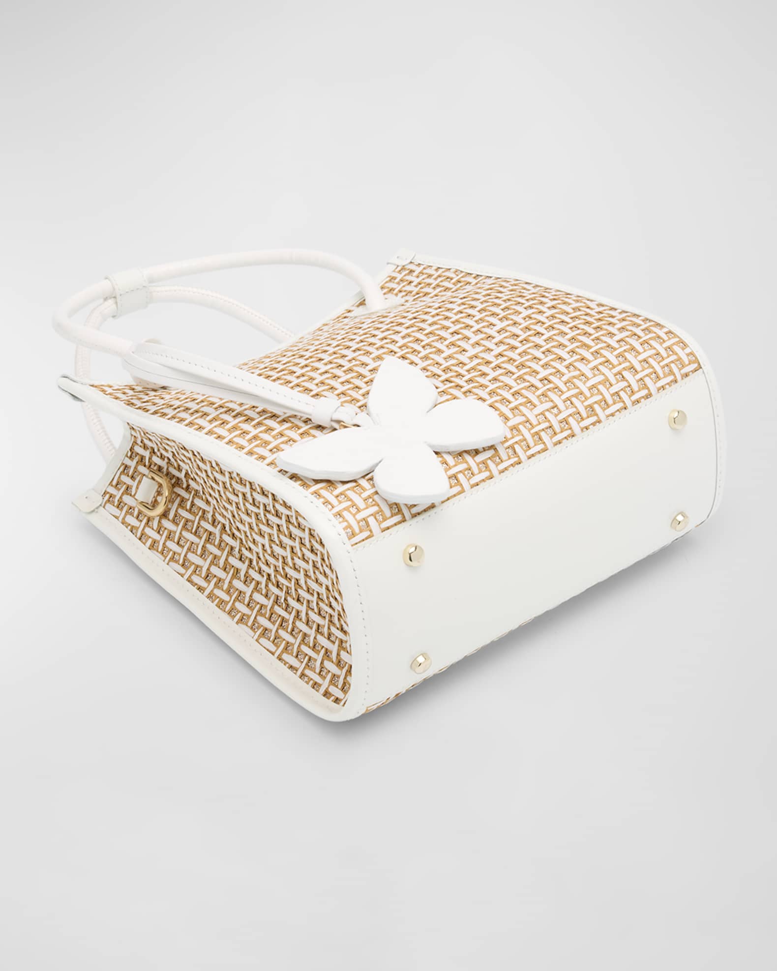 Mini North-South Raffia Tote Bag  1