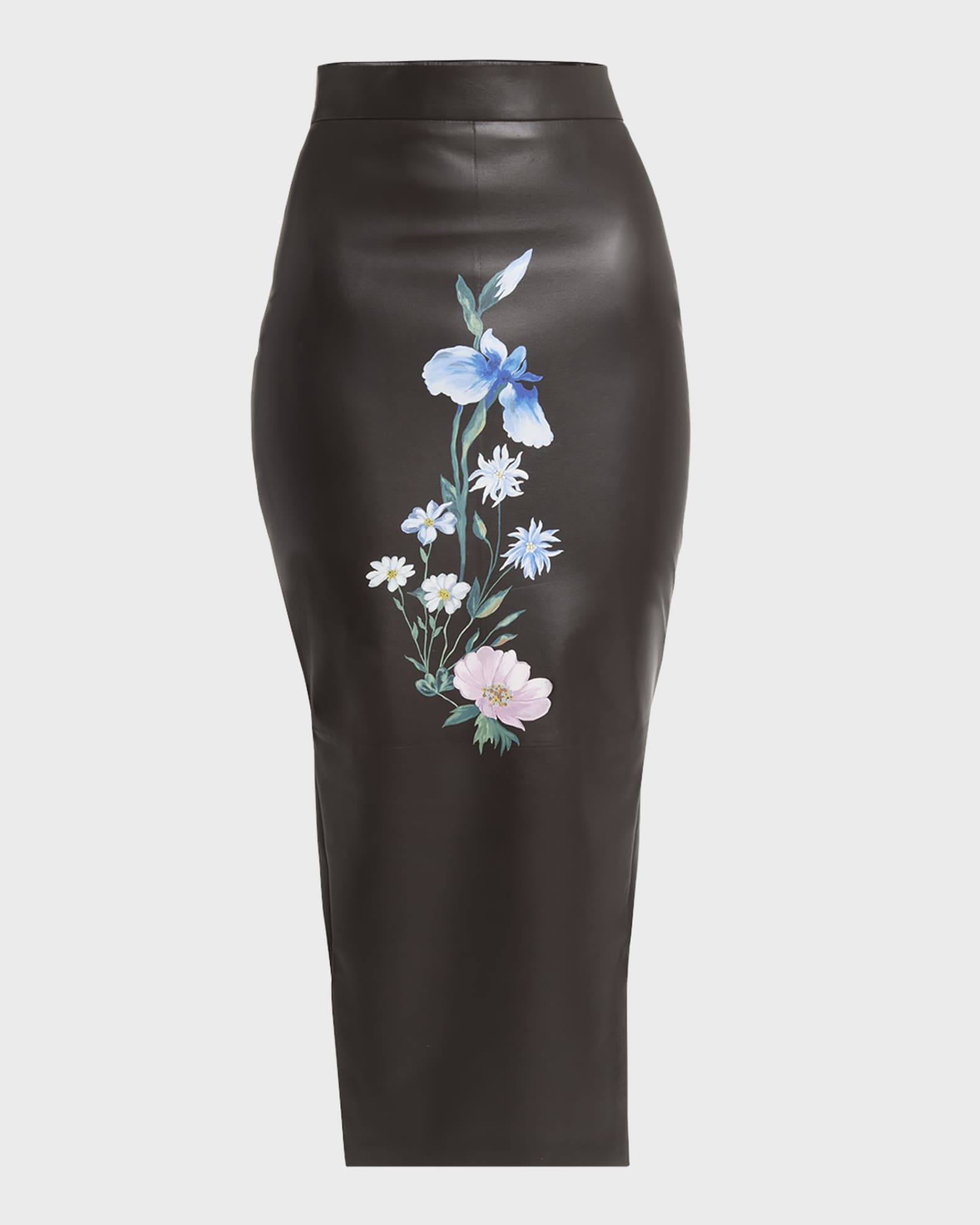 Givenchy Leather Pencil Skirt with Floral Details