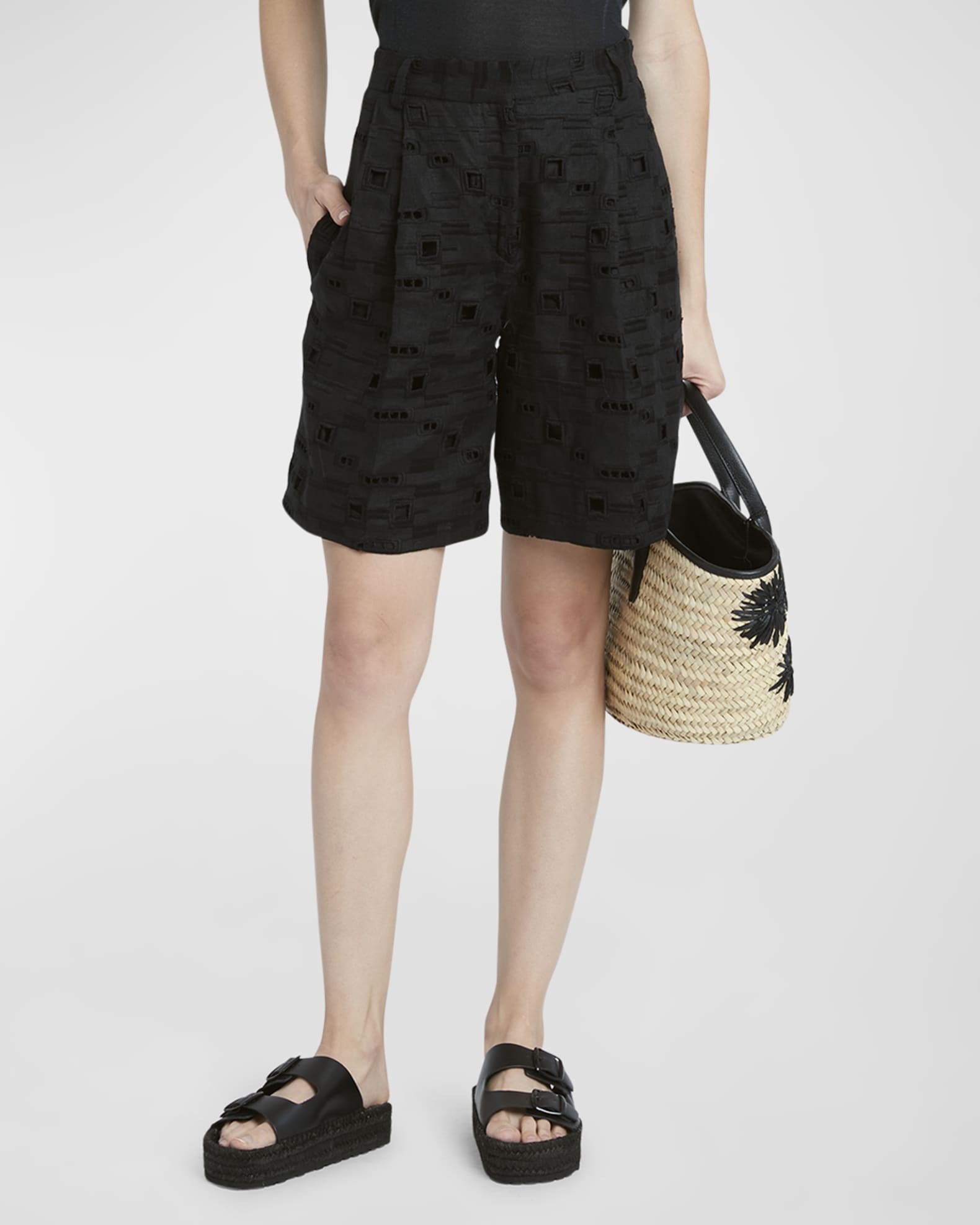 Kiton Sengale Lace Pleated Bermuda Shorts Neiman Marcus