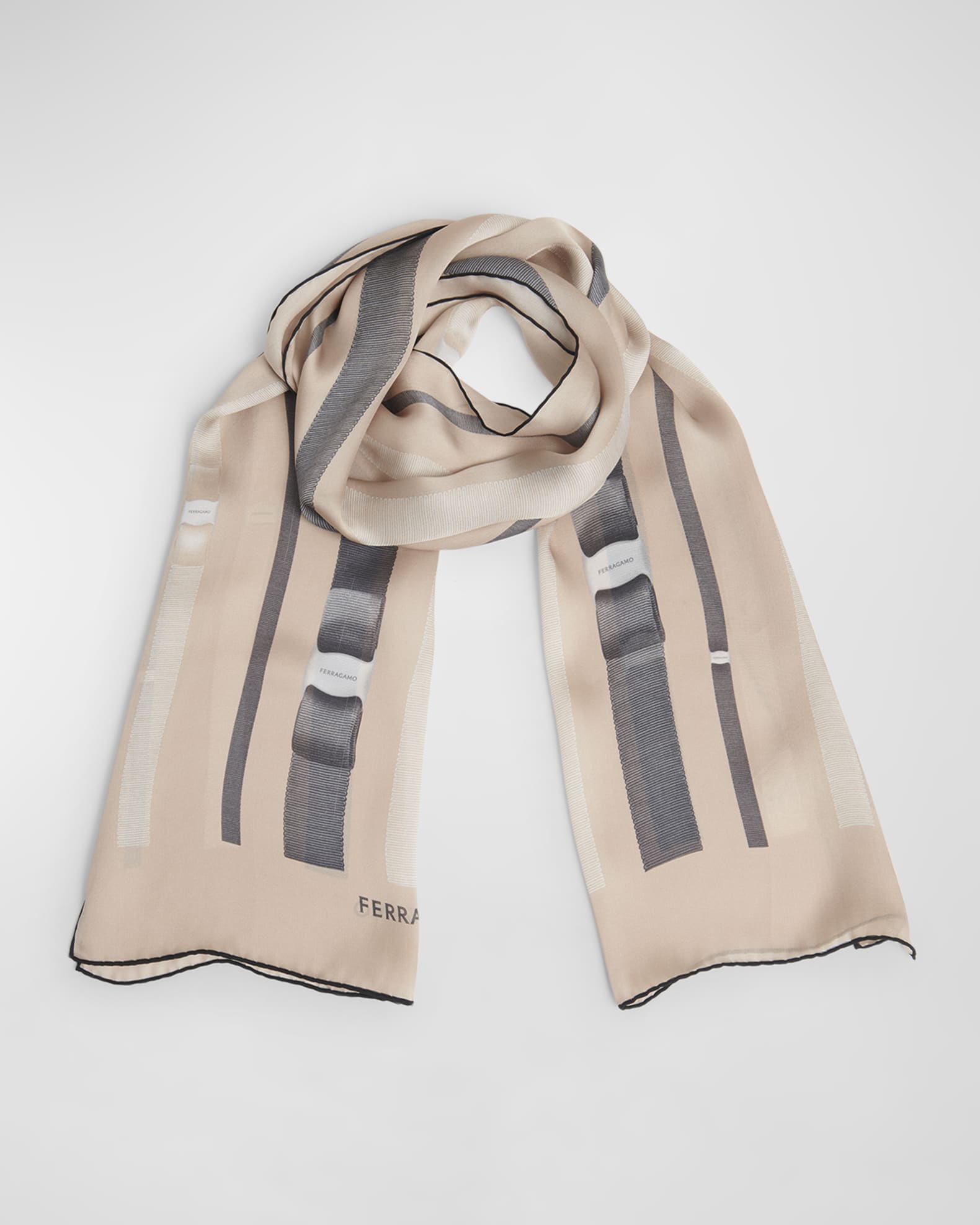 Ferragamo Ribbon Print Silk Scarf Neiman Marcus