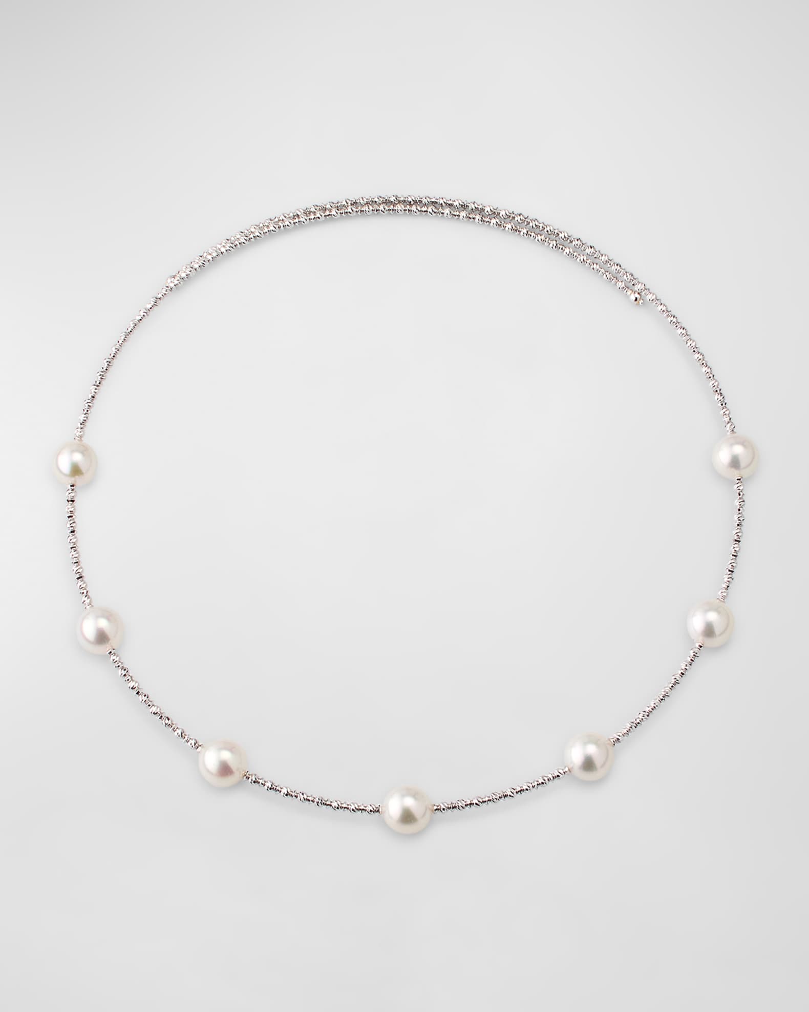 18K White Gold Sparkle Akoya Pearl Choker Necklace 0