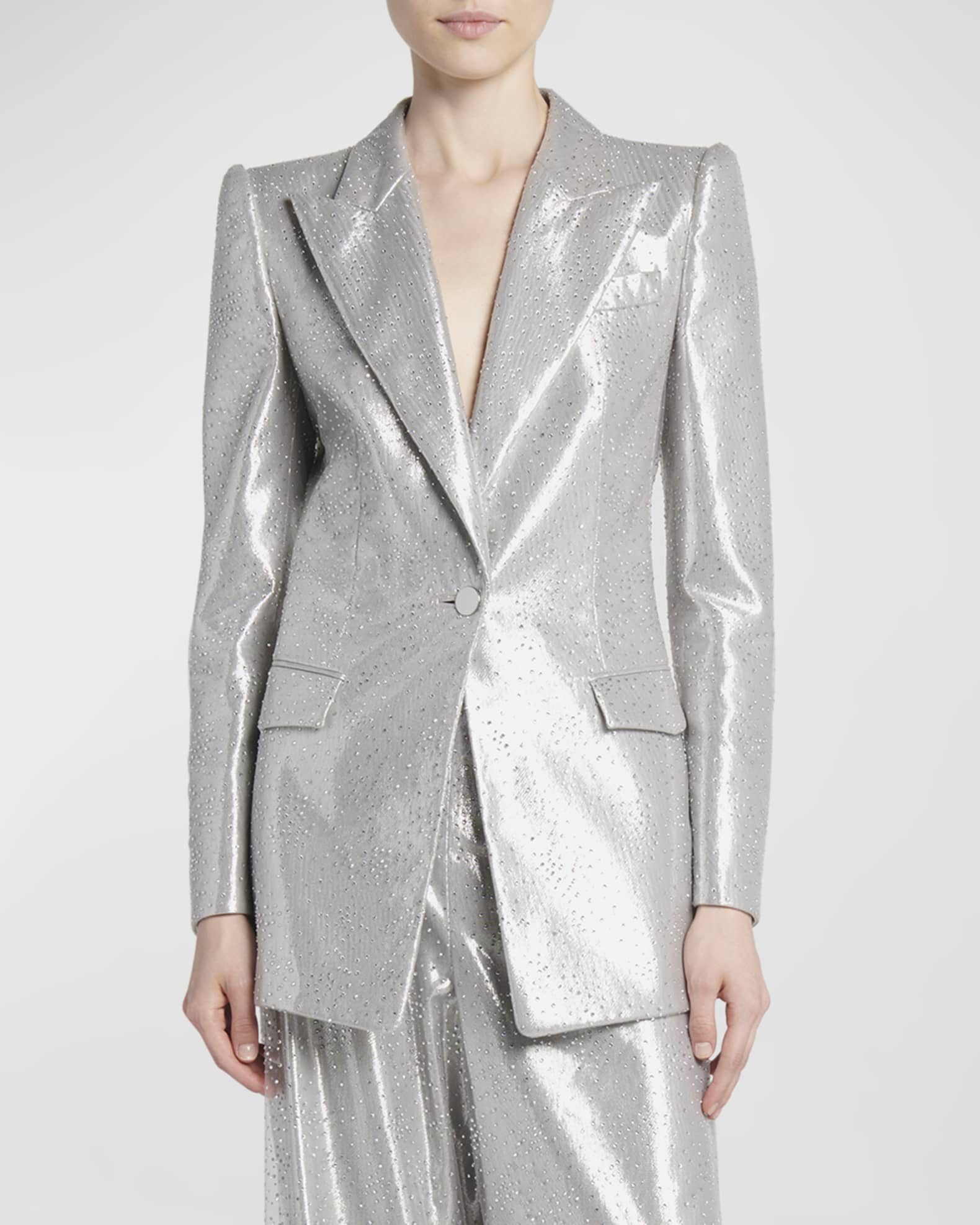Giorgio Armani Crystal One-Button Silk Blazer Neiman Marcus