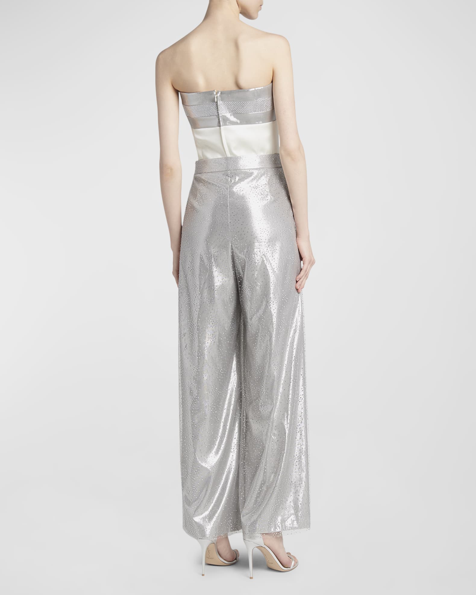 Giorgio Armani Crystal Wide-Leg Silk Trousers | Neiman Marcus