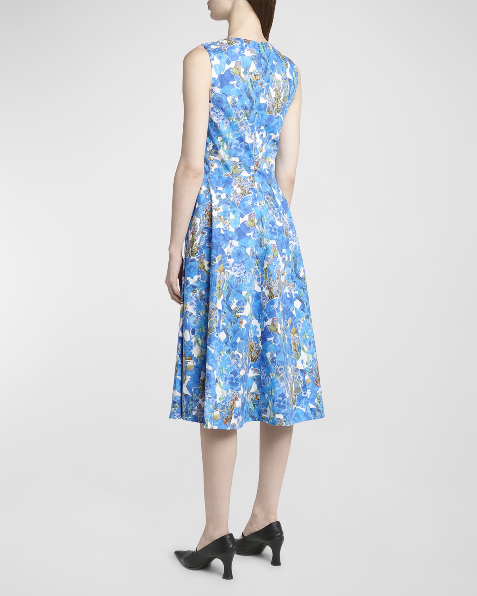 Marni rose-print tie-waist dress - Black