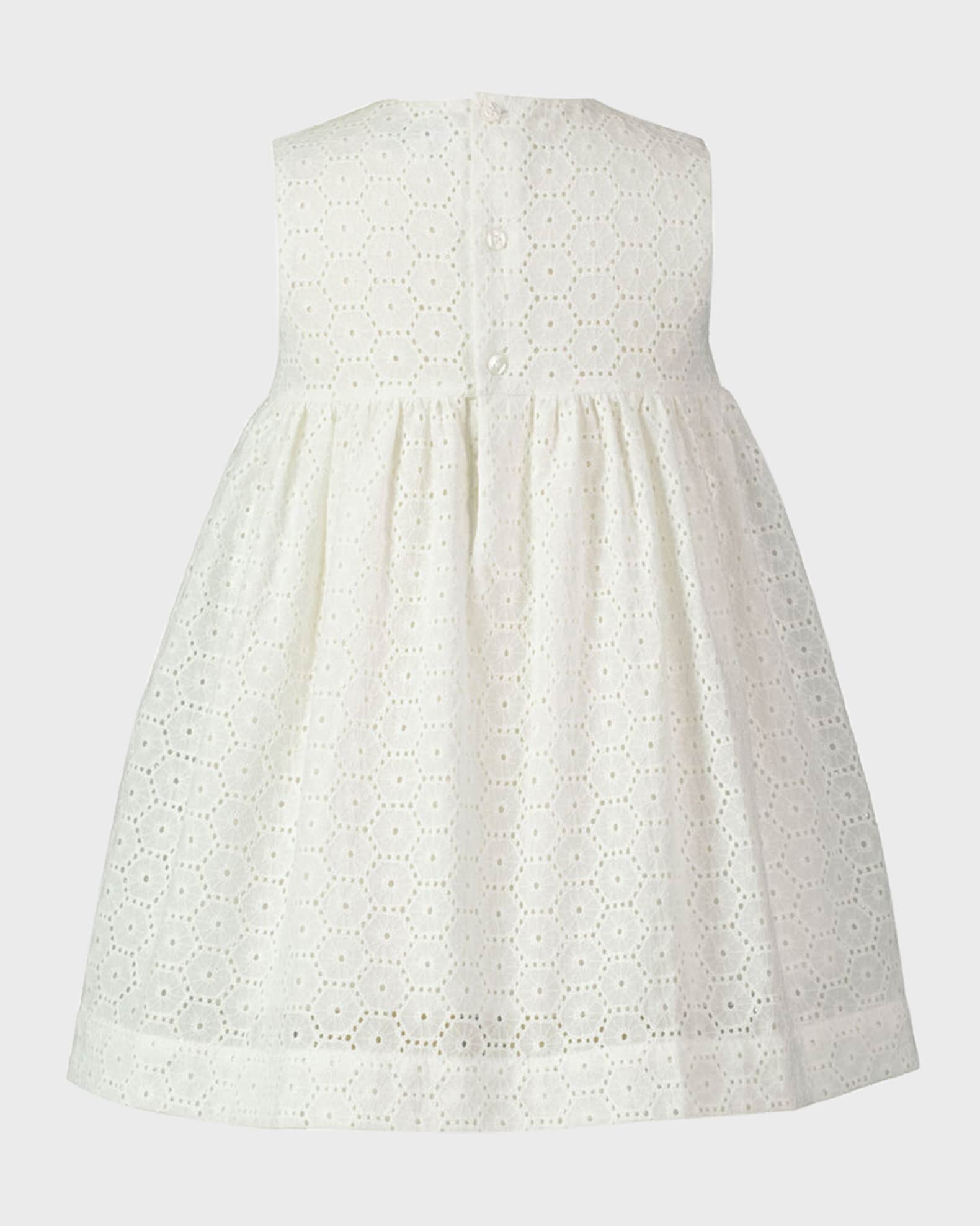 Girl's Cotton Eyelet Bow Sleeveless Dress, Size 2-10 1