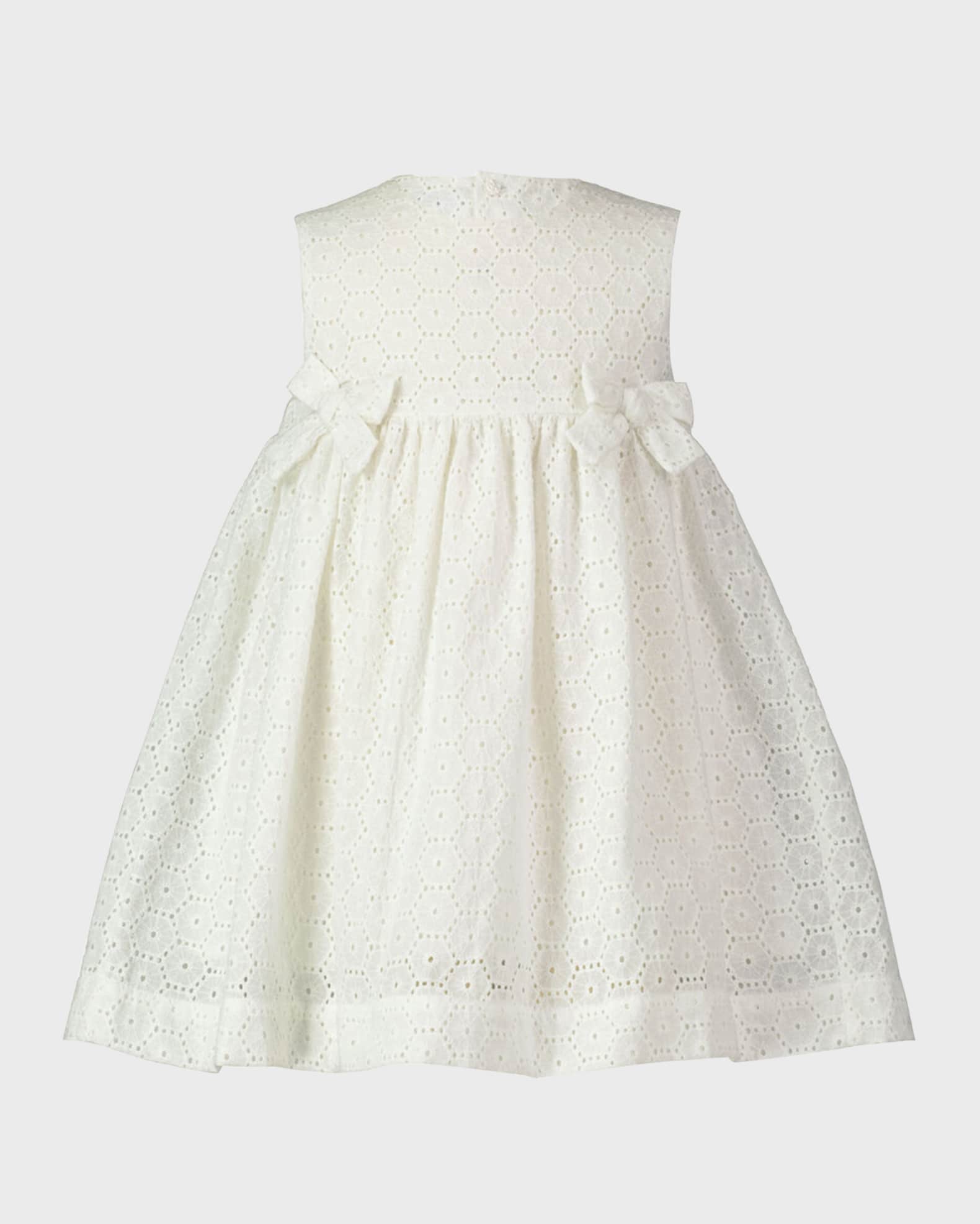Girl's Cotton Eyelet Bow Sleeveless Dress, Size 2-10 0