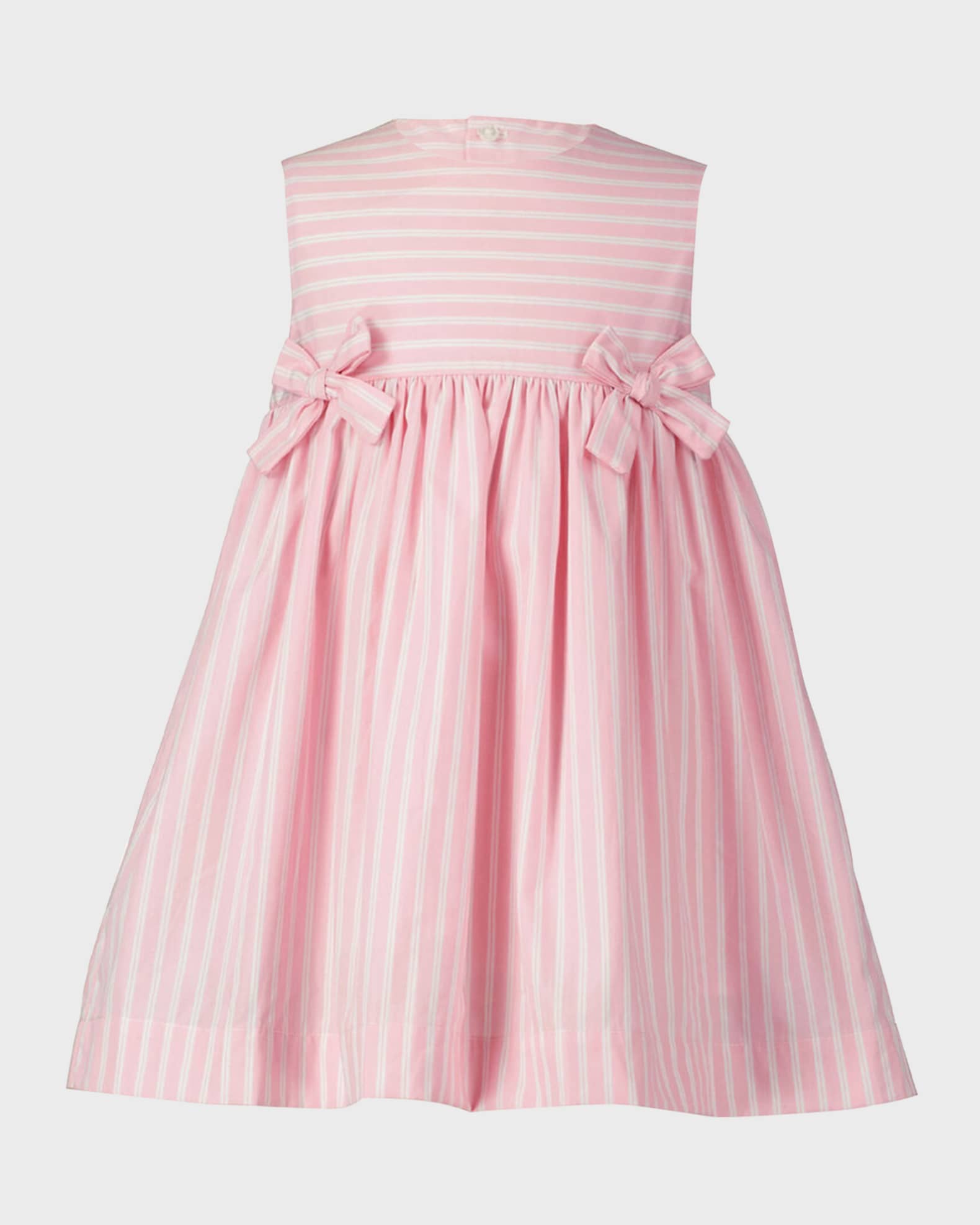 Rachel Riley Girl's Bow Stripe Sleeveless Cotton Dress, Size 2-10