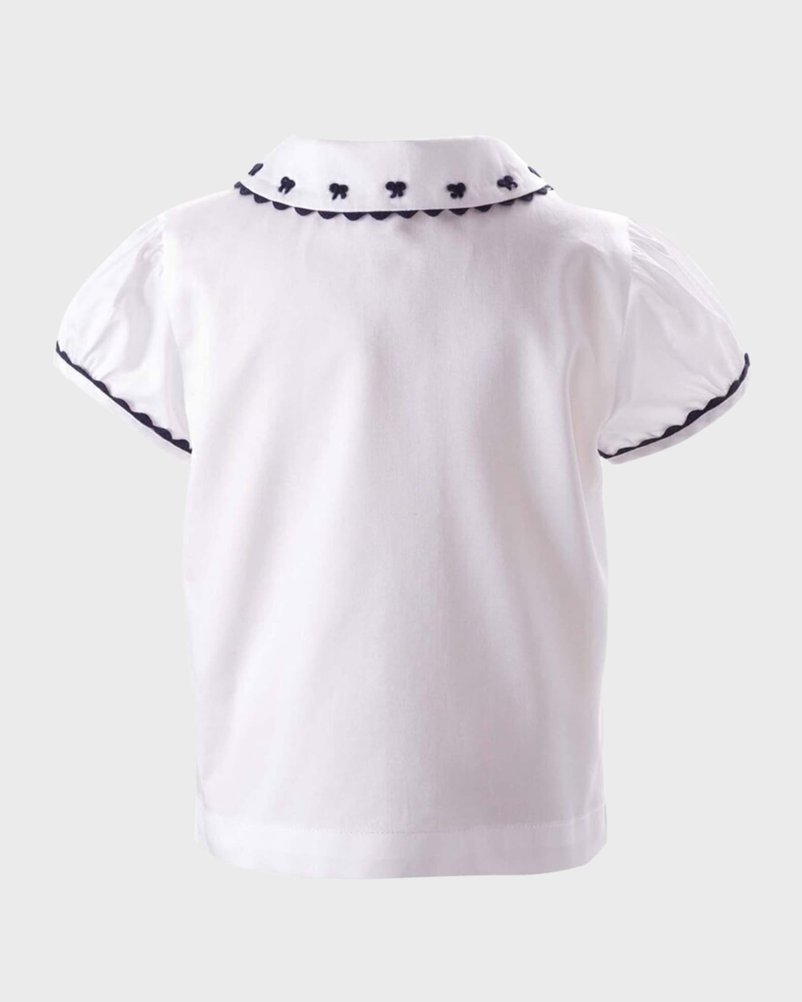 Girl's Bow Embroidered Blouse, Size 6M-24 1