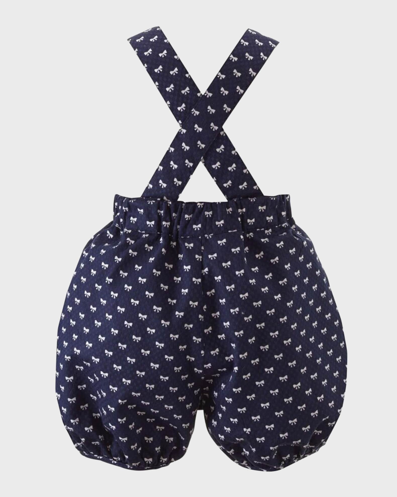 Girl's Bow Dungarees, Size 6M-24M 1