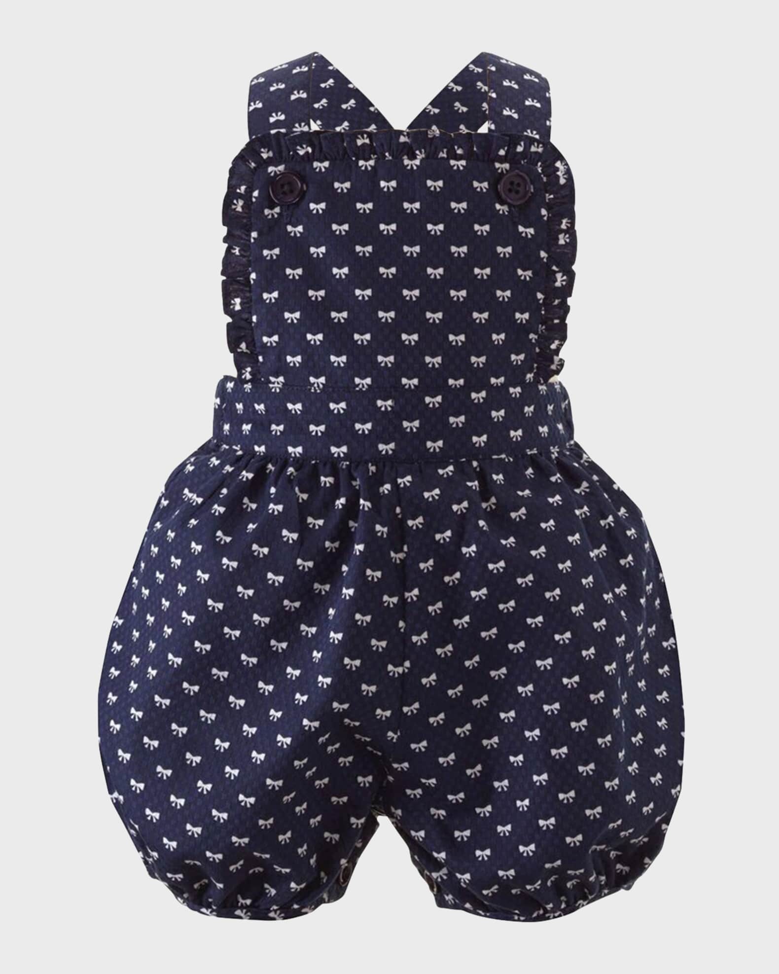 Girl's Bow Dungarees, Size 6M-24M 0