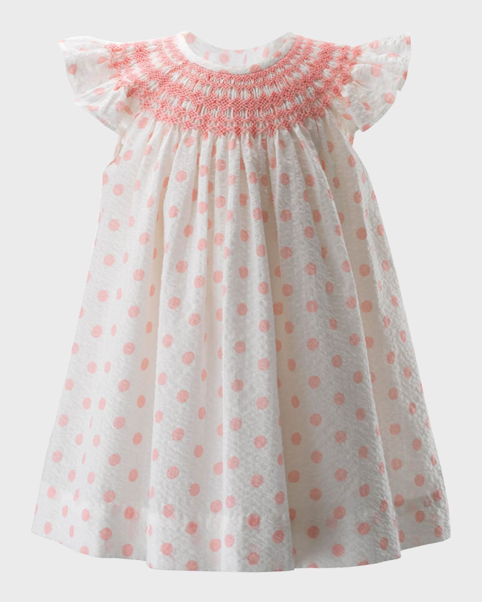 Rachel Riley Girl's Angel Polka Dot-Printed Dress with Bloomers, Size 6M-24M