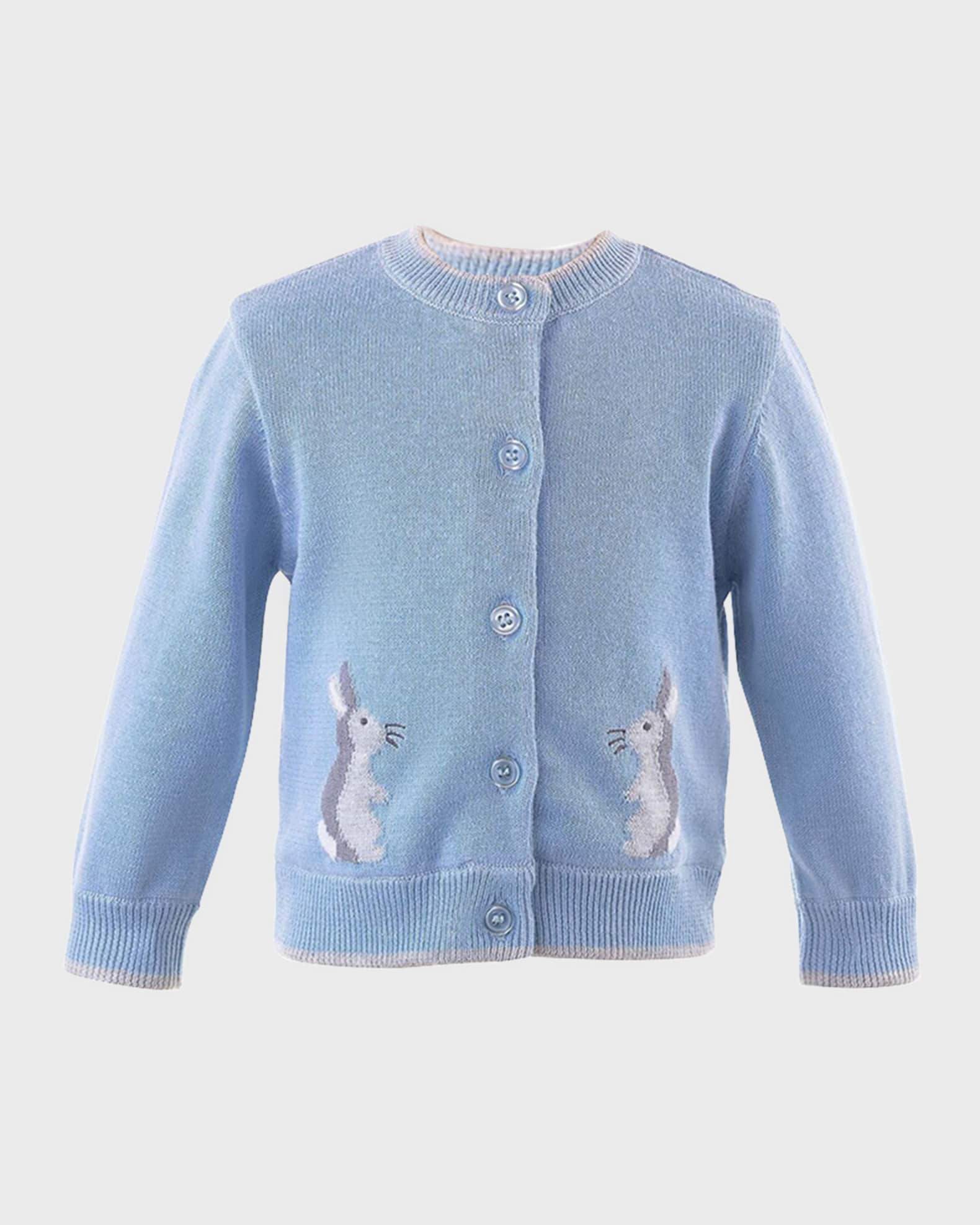 Rachel Riley Girl s Intarsia Knit Bunny Cardigan Size 1M 24M Neiman Marcus