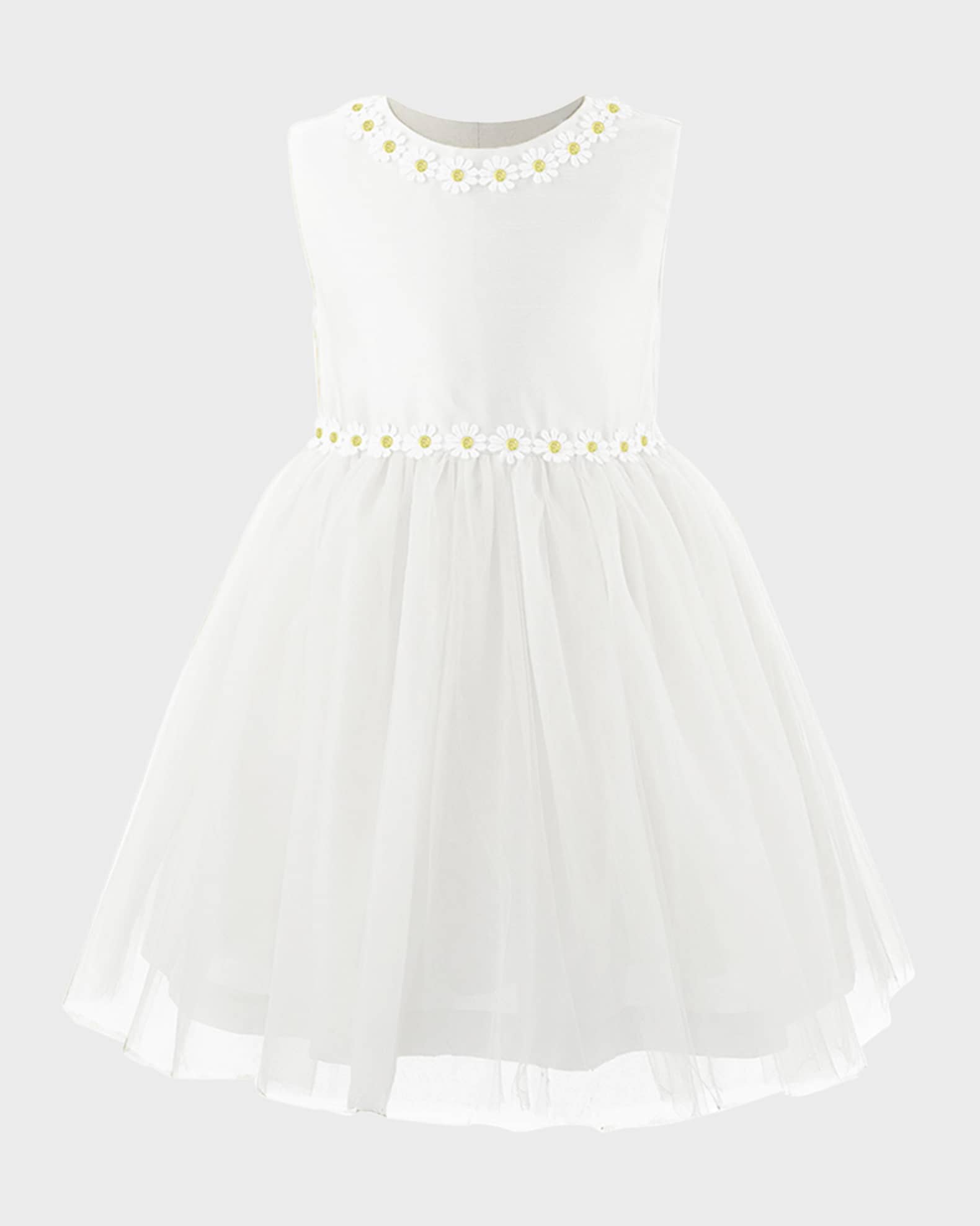 Girl's Daisy Tulle Dress, Ivory, Size 2-14 0