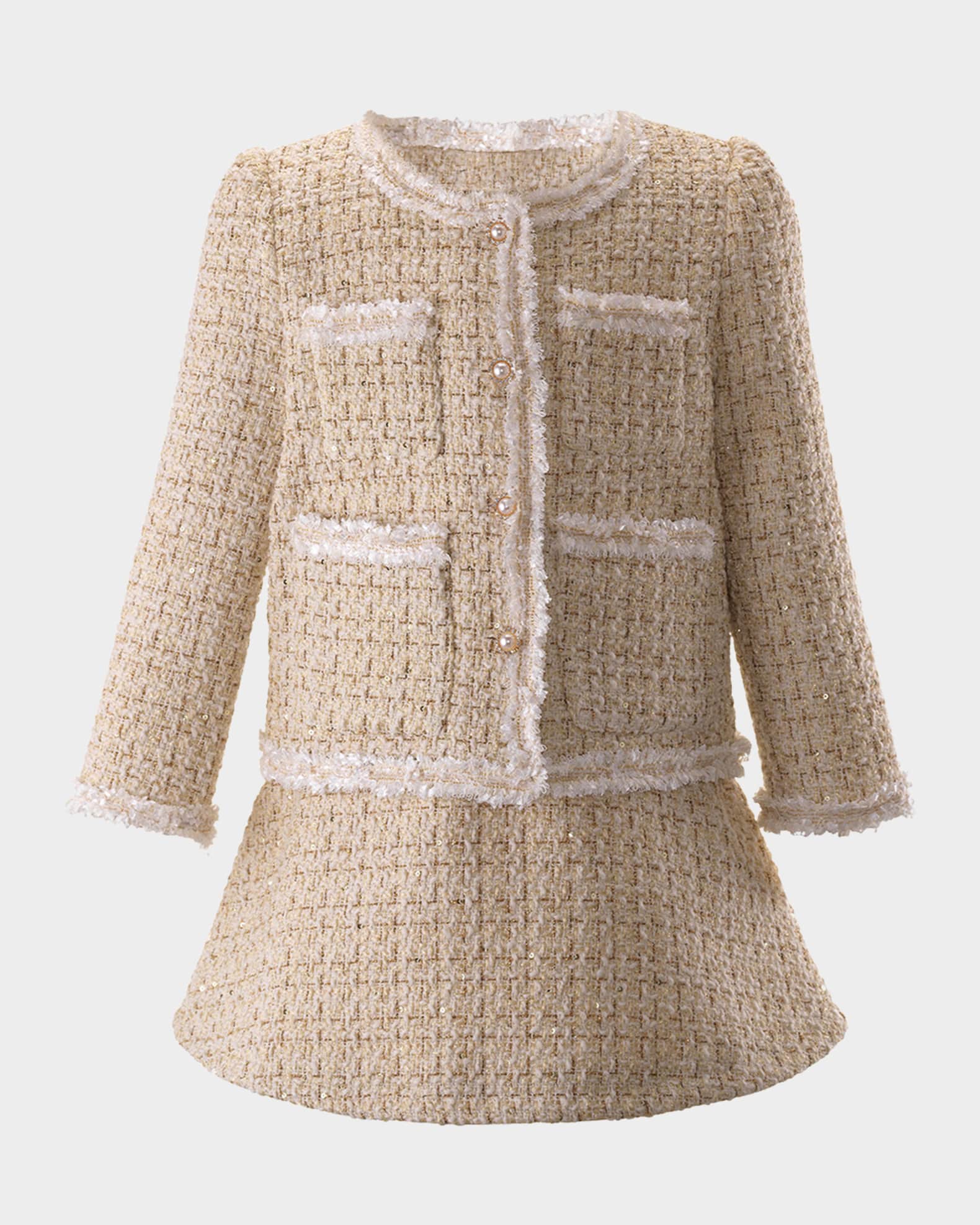 Girl's Tweed Jacket And Skirt Set, Size 2-14 0