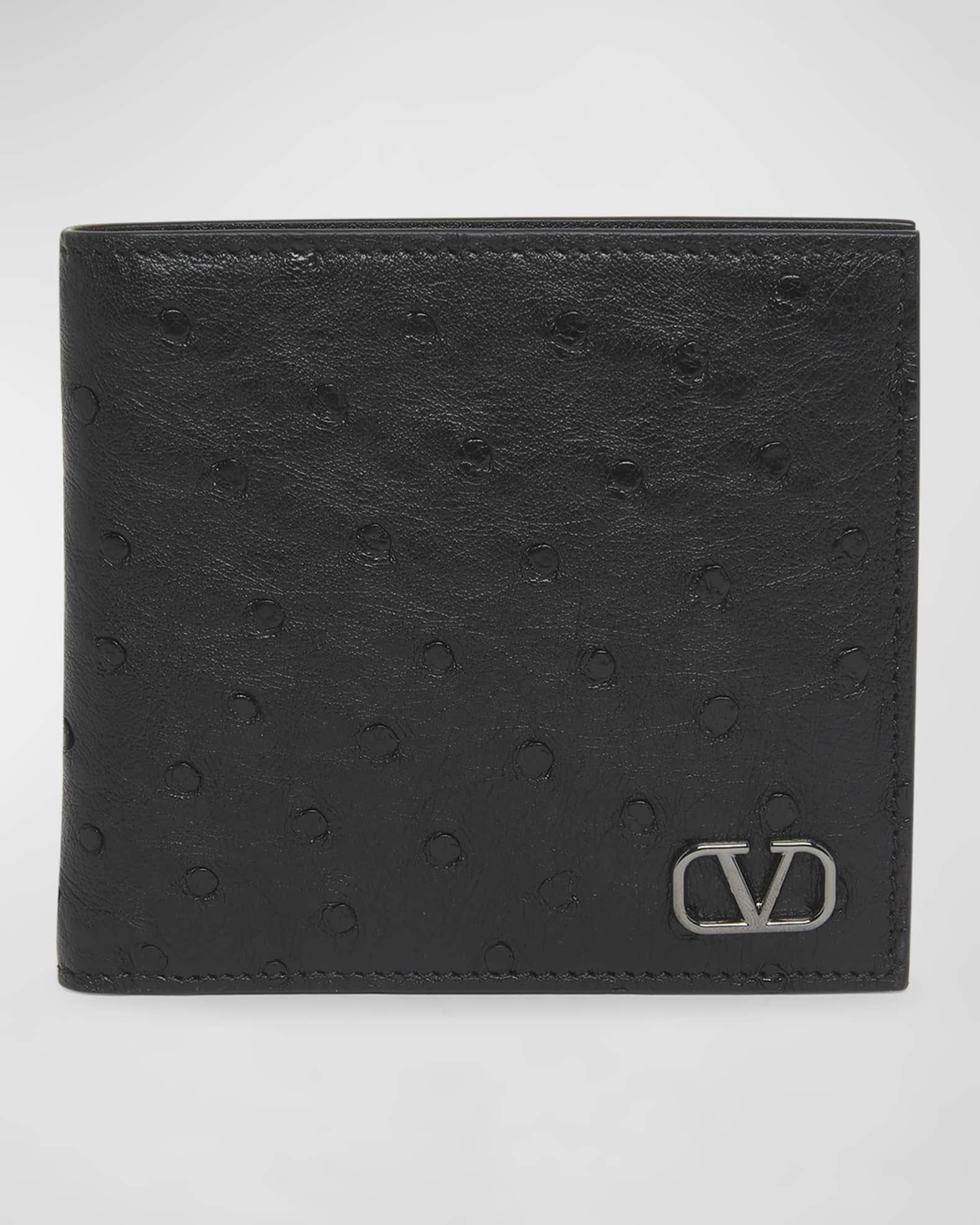 Valentino Garavani Men s VLogo Ostrich Bifold Wallet Neiman Marcus