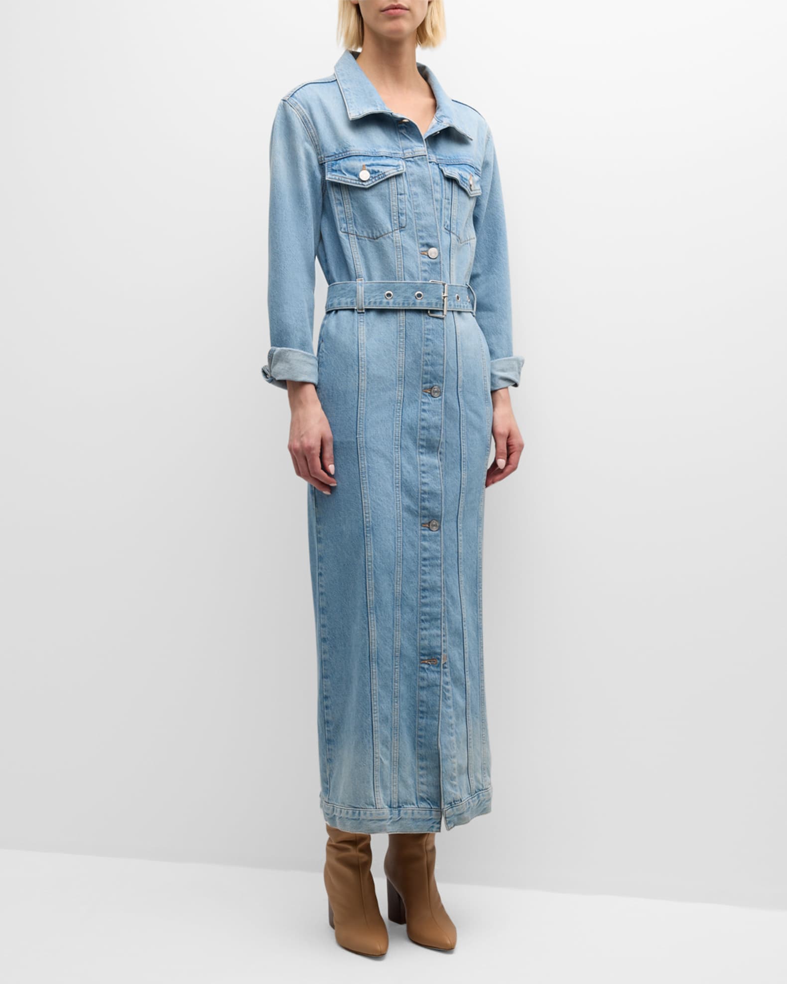 FRAME The Overlong Trucker Denim Maxi Dress