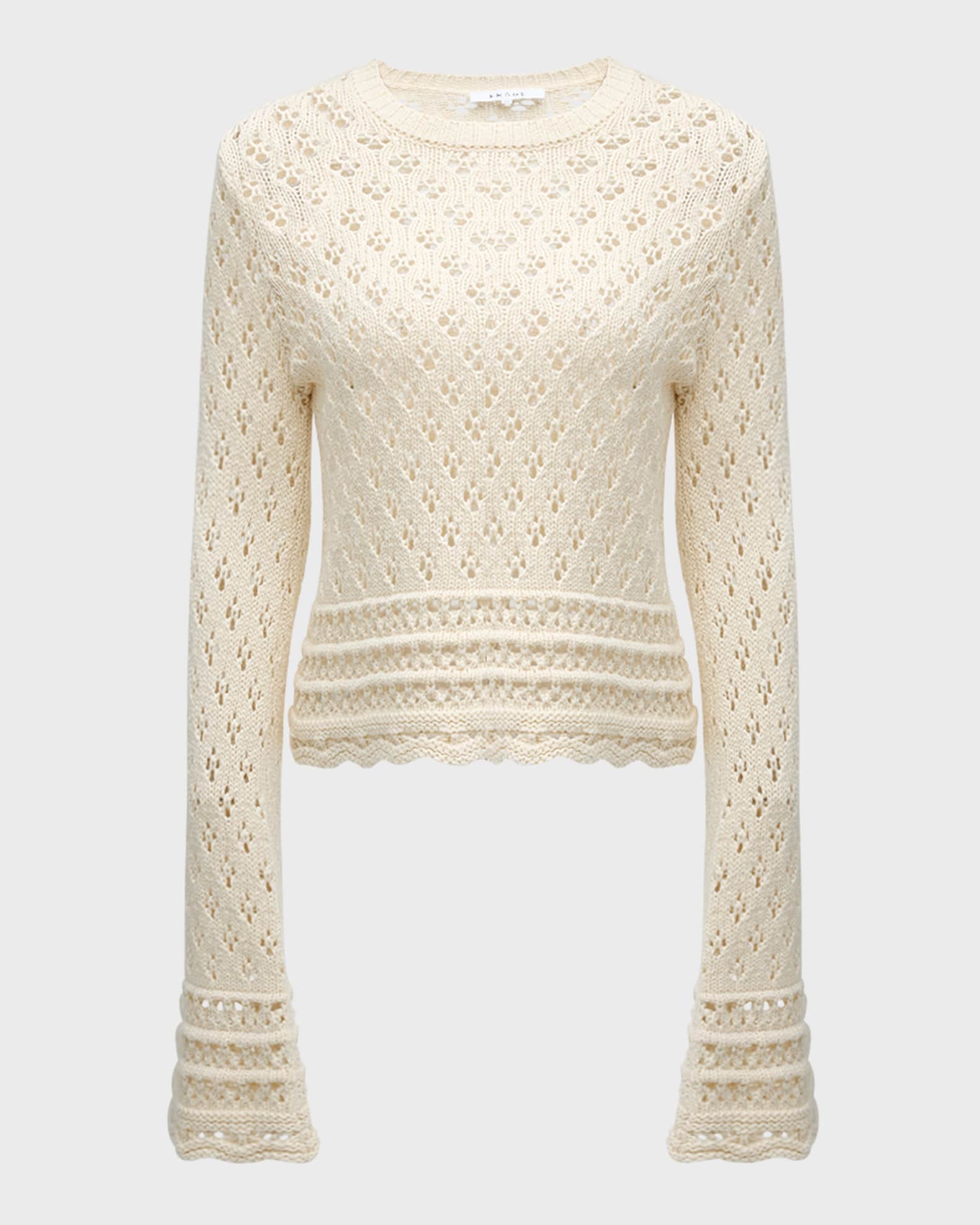 FRAME Crochet Knit LongSleeve Top Neiman Marcus