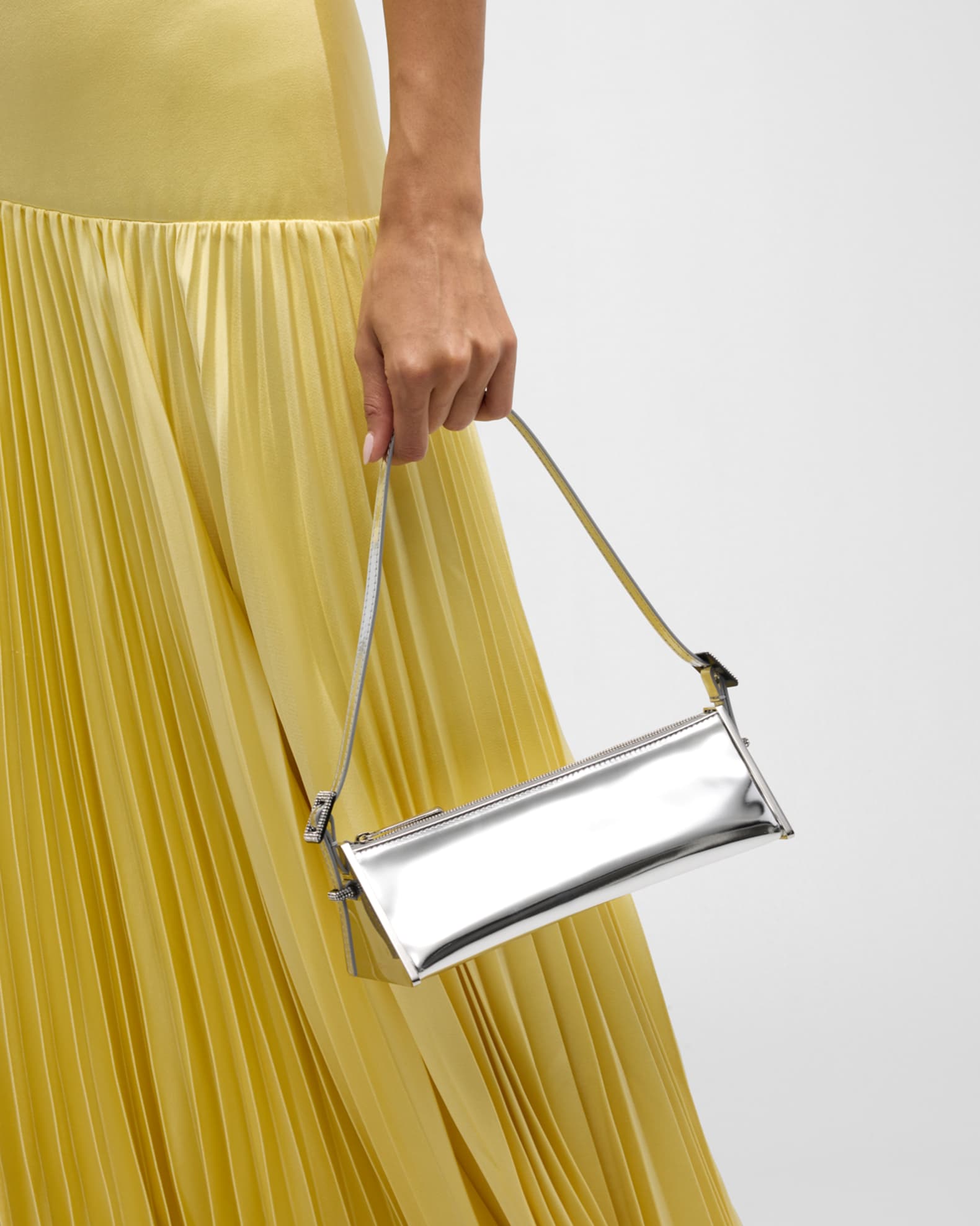 Benedetta Bruzziches Joy Zip Metallic Leather Shoulder Bag
