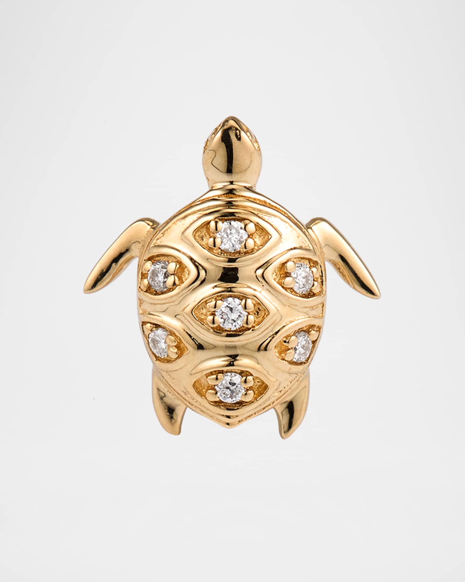 14K Turtle Earring with Marquise Eye Shell, Single 0