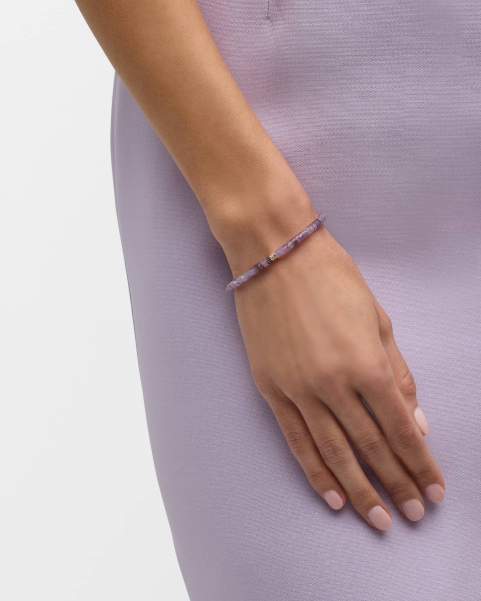 Scallop Edge Pave Rondelle Bead Bracelet 1