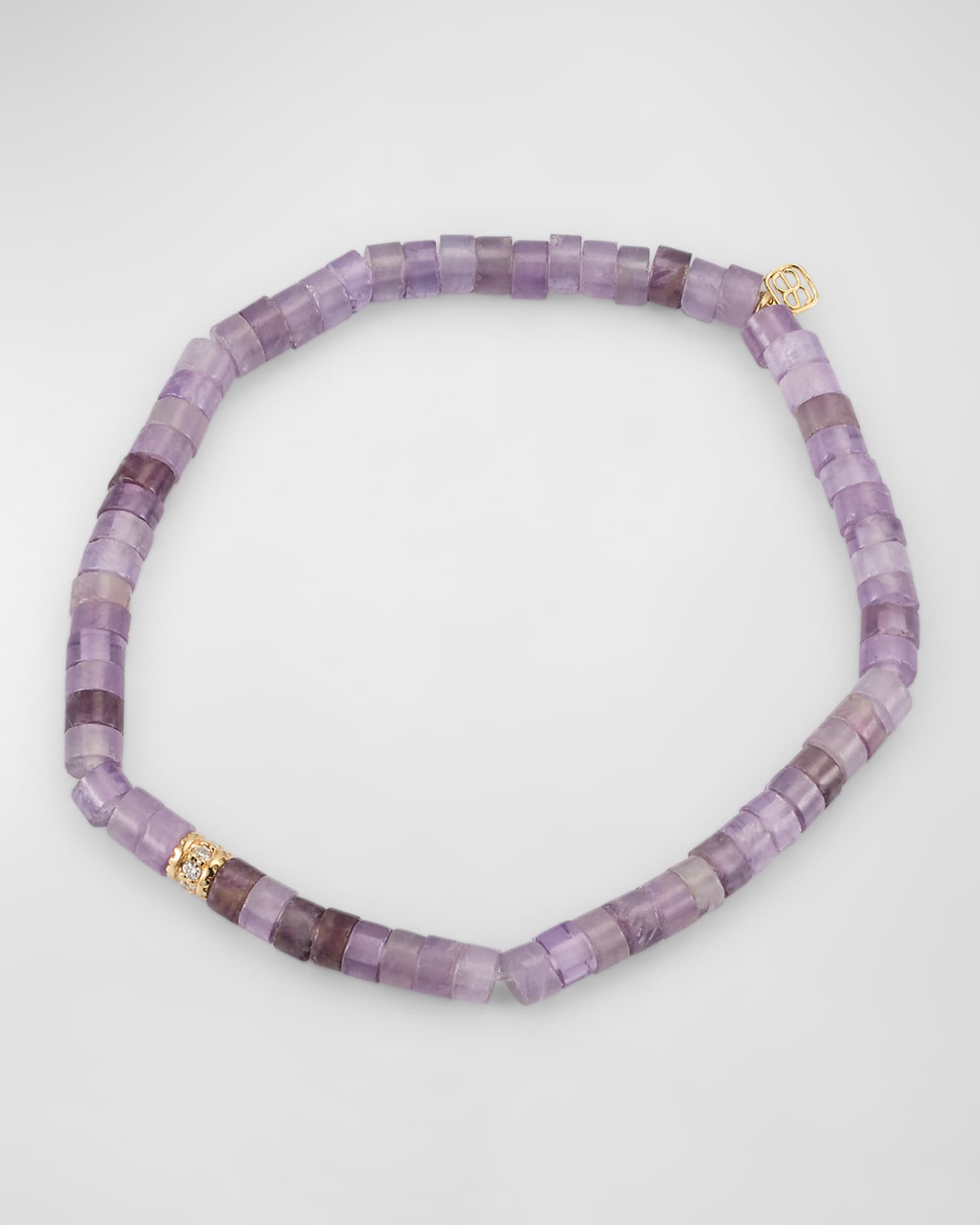 Scallop Edge Pave Rondelle Bead Bracelet 0