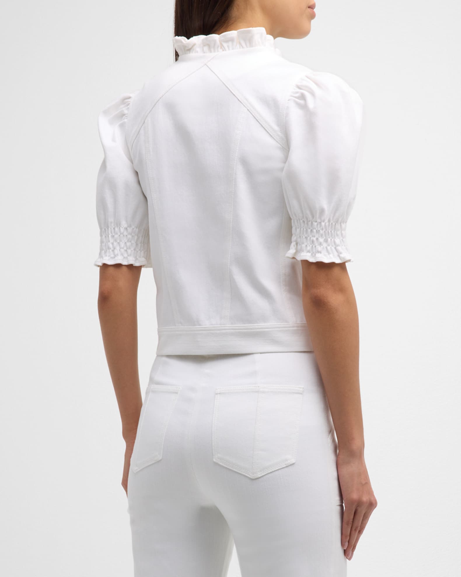 Cinq a Sept Anabella Short-Sleeve Zip-Front Jacket | Neiman Marcus