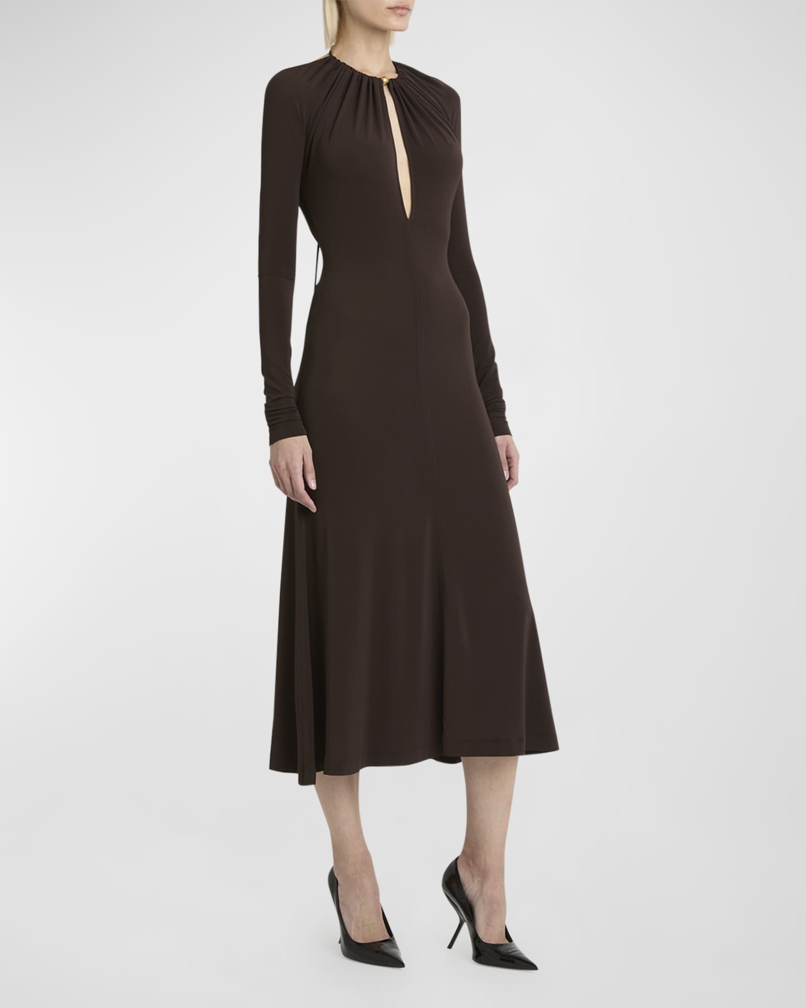 Long sleeve halter dress shop