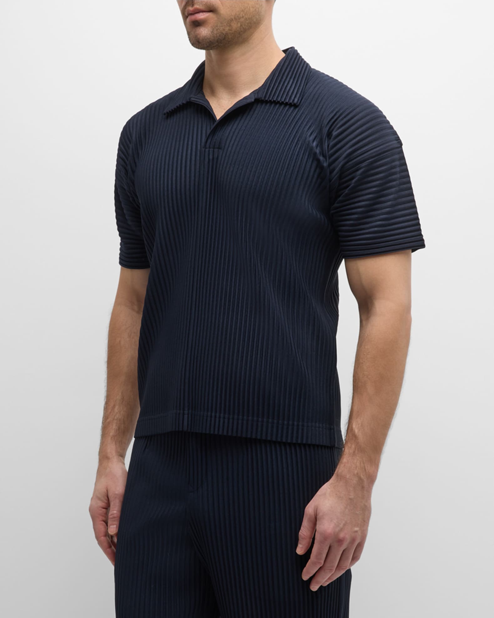 Men's Pleated Polo Shirt