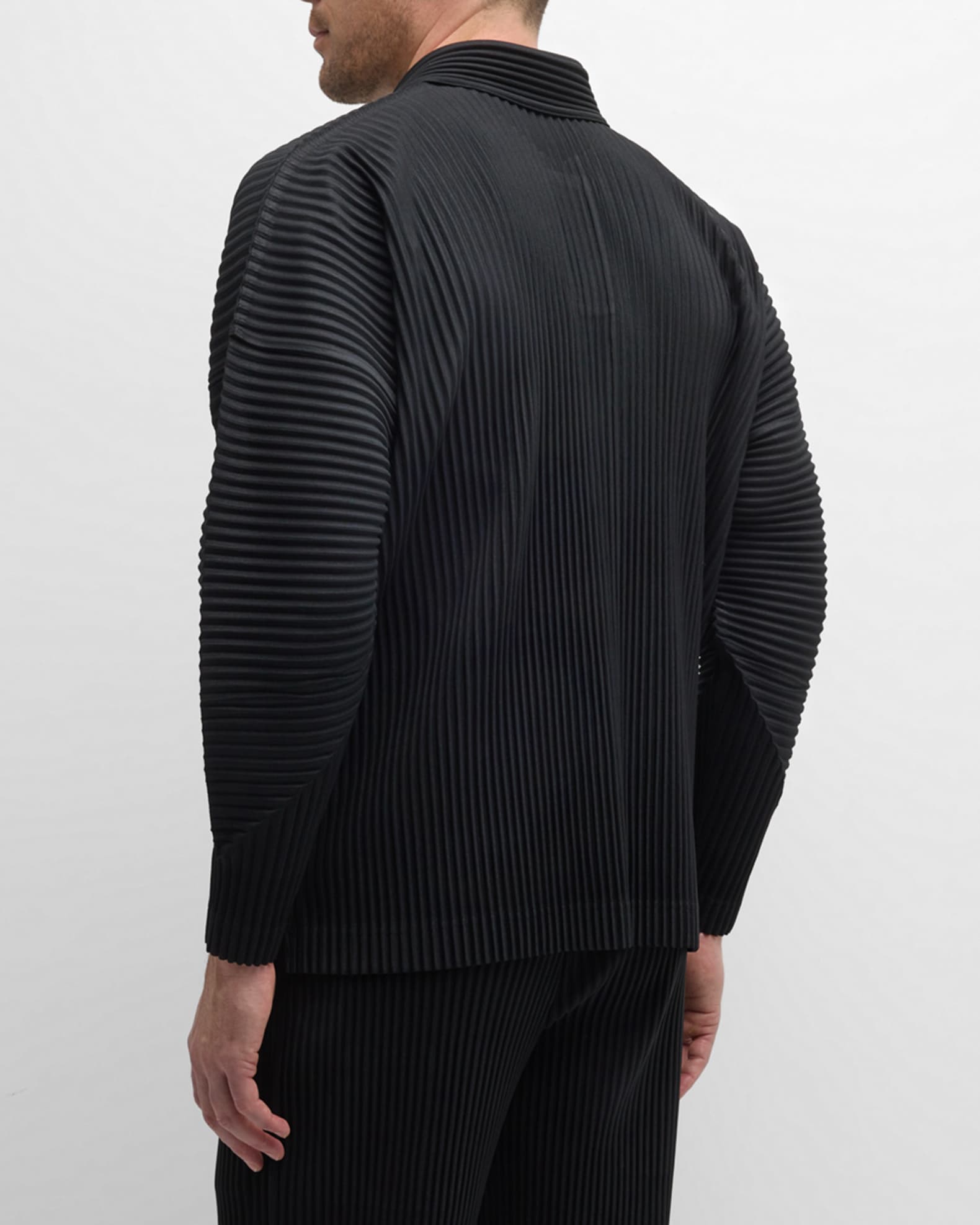 Homme Plisse Issey Miyake Men's Solid Pleated Polo Shirt | Neiman Marcus