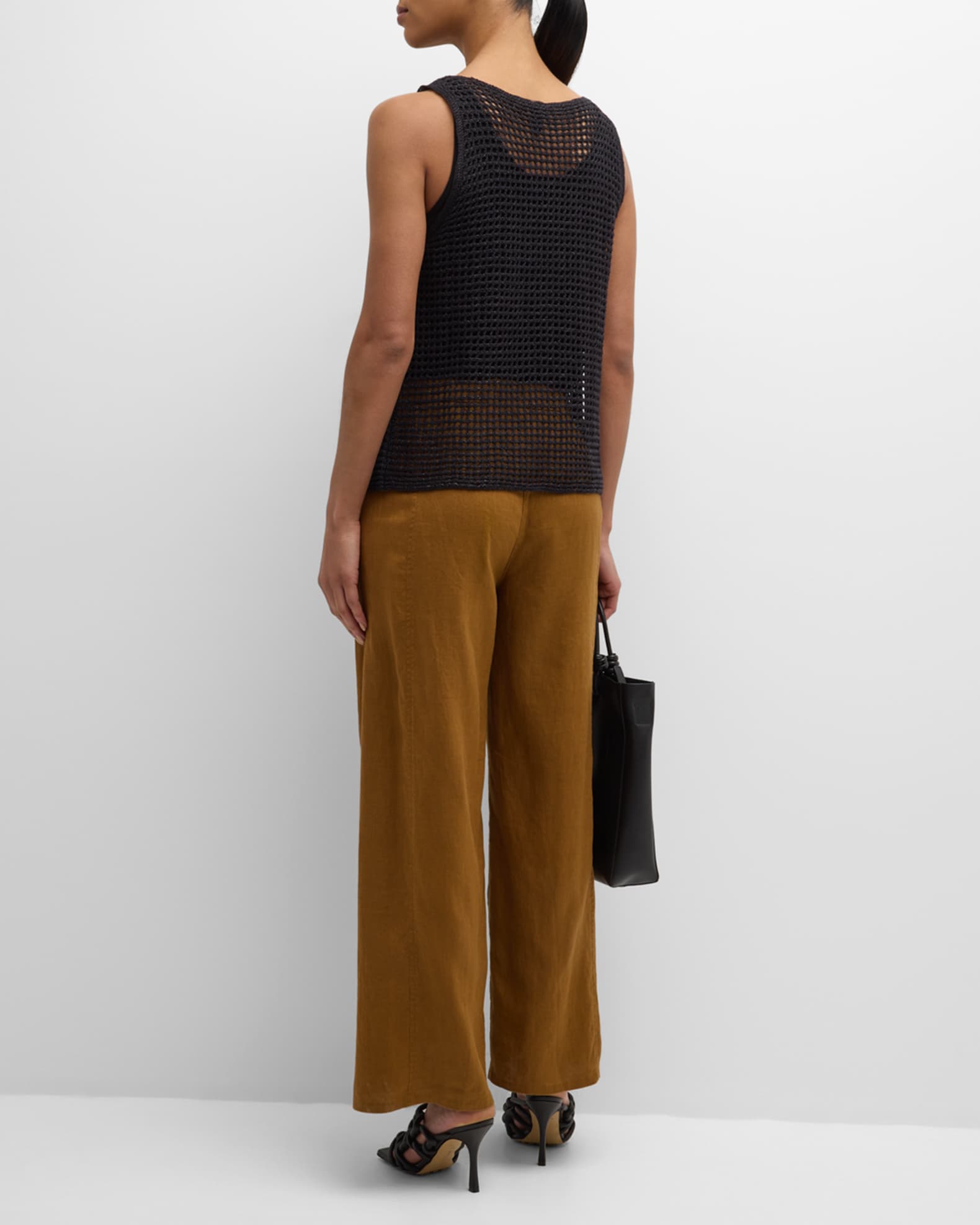 Eileen Fisher Cropped Wide-Leg Organic Linen Pants | Neiman Marcus