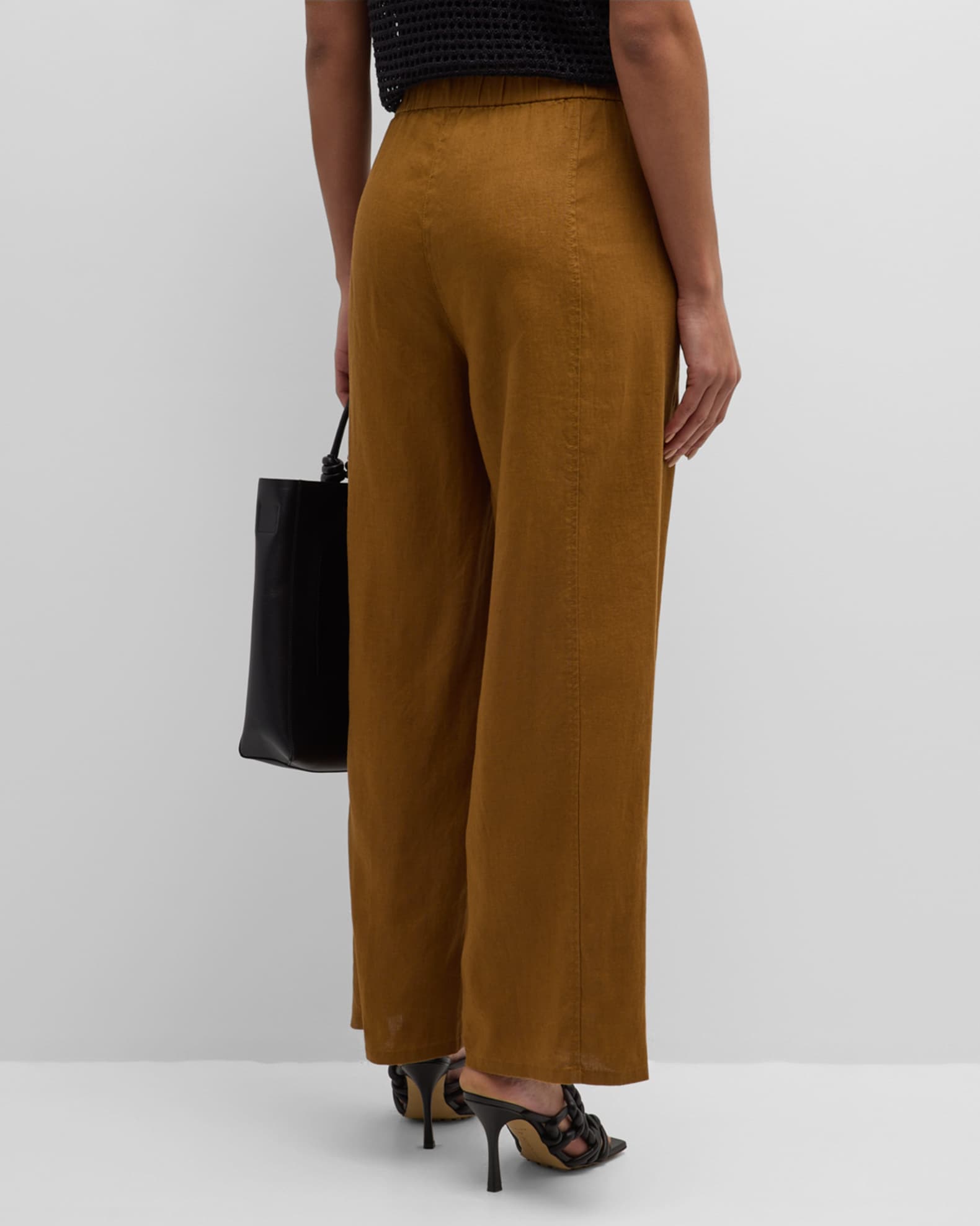 Eileen Fisher Cropped Wide-Leg Organic Linen Pants | Neiman Marcus