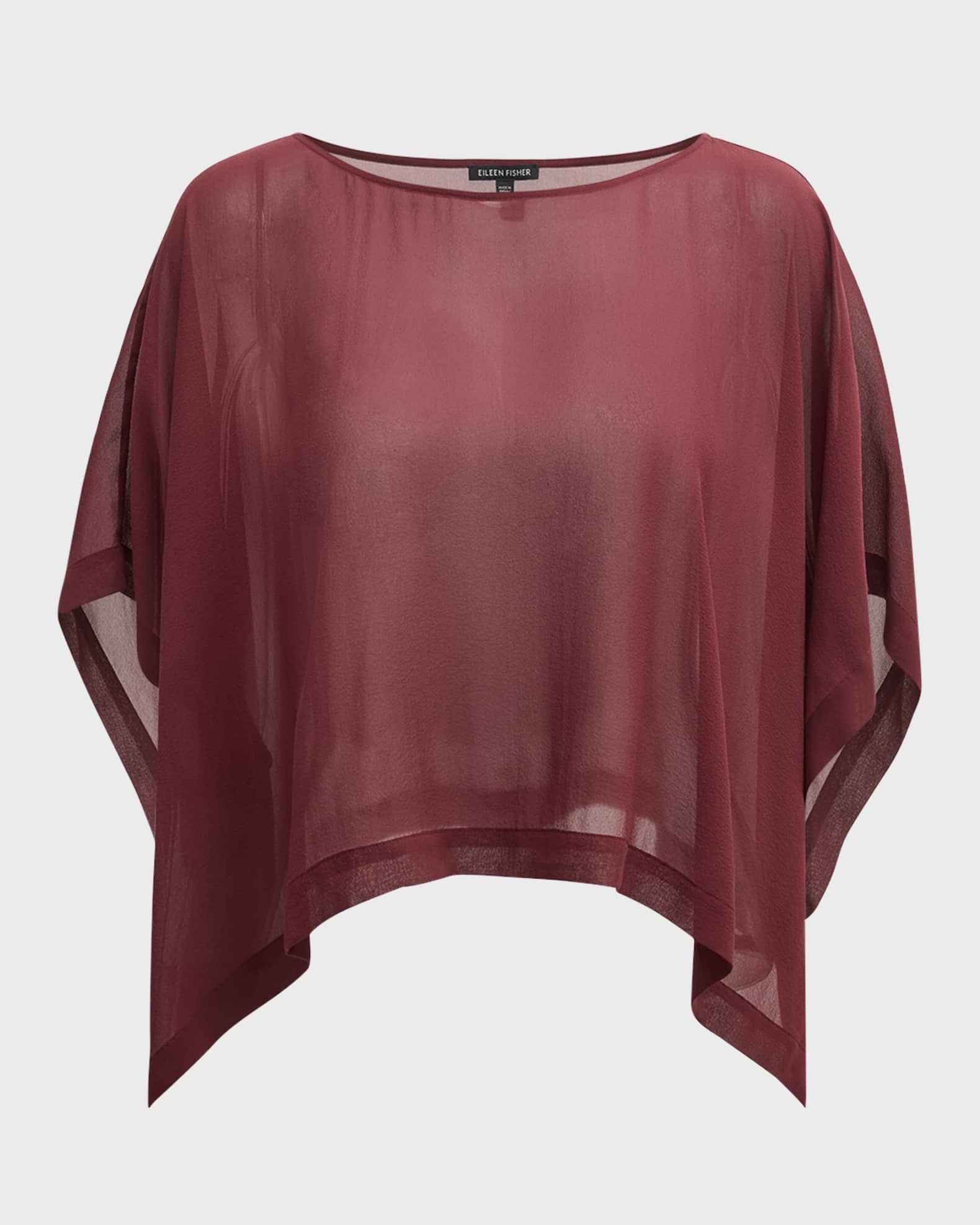Eileen Fisher Bateau-Neck Sheer Silk Georgette Top