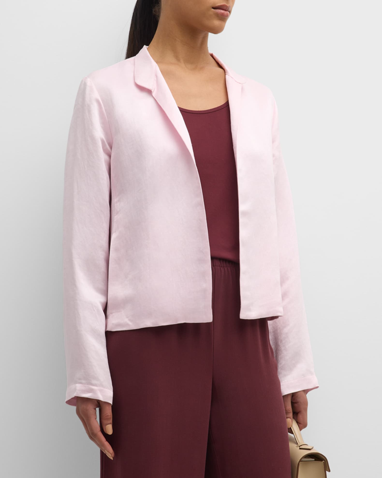 Eileen Fisher Open Front Organic Linen Silk Jacket Neiman Marcus