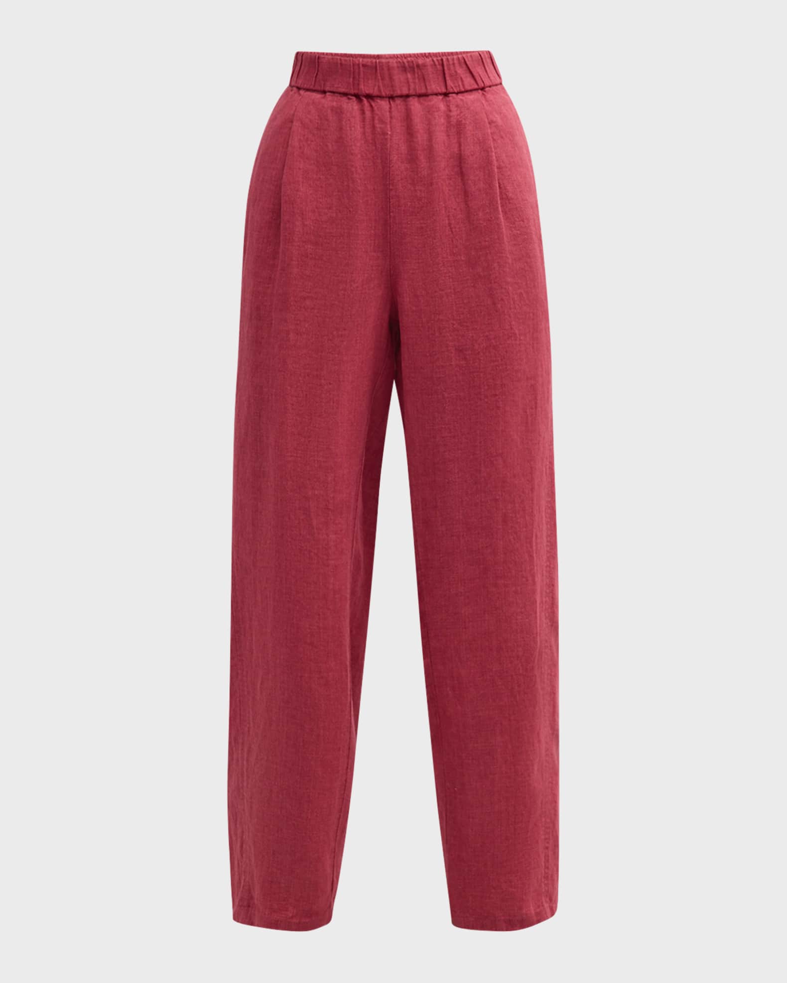 Eileen Fisher Pleated Cropped Organic Linen Lantern Pants