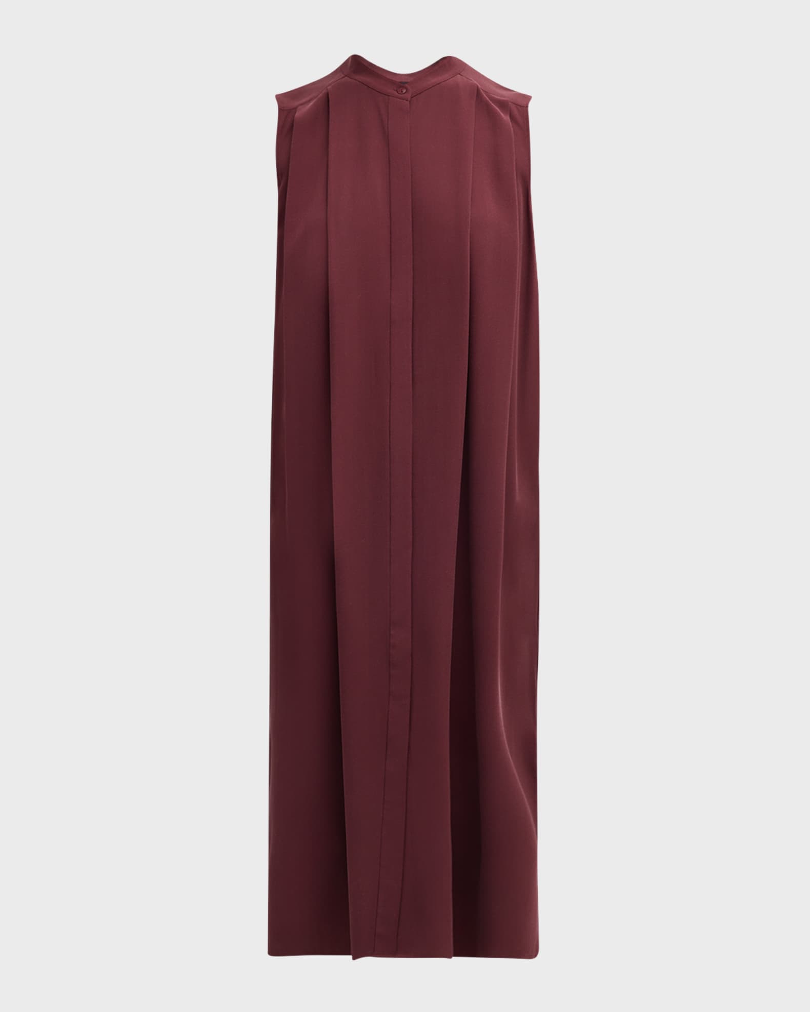 Eileen Fisher Pleated Silk Georgette Crepe Midi Shirtdress